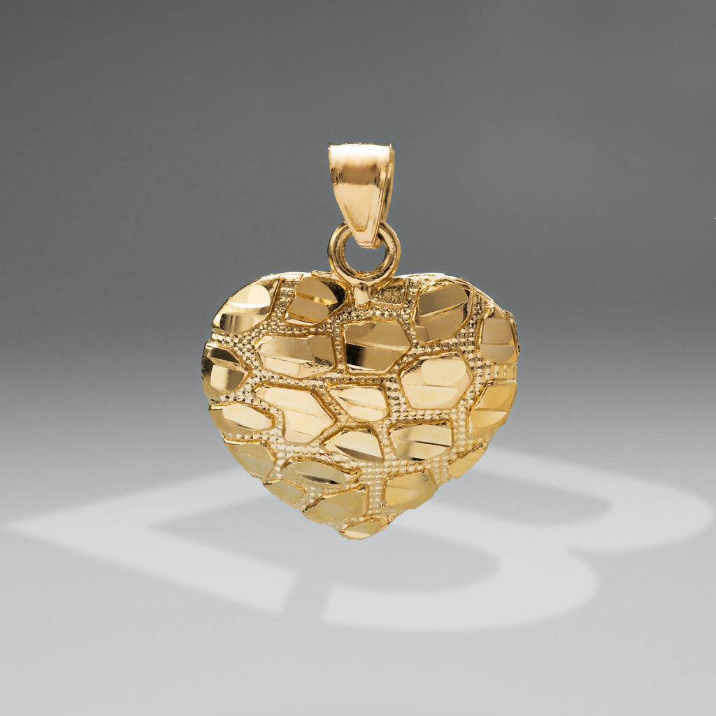 10k Solid Gold Heart Nugget Charm Pendant 0.8 Grams