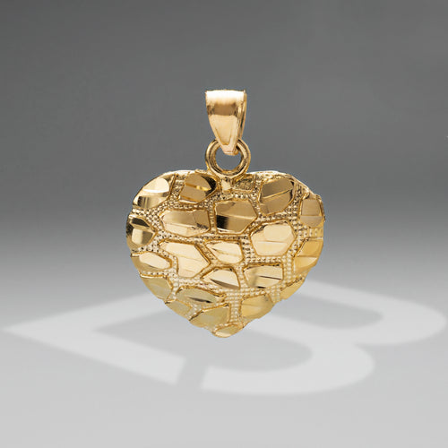 10k Solid Gold Heart Nugget Charm Pendant 1 Gram