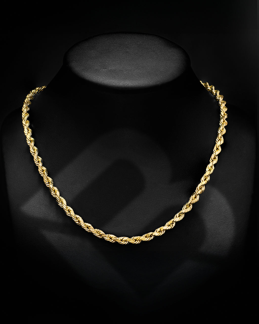 10k Yellow Gold Hollow Diamond Cut Rope Chain
