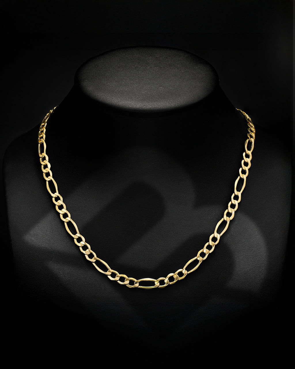 14k Yellow Gold Hollow Figaro Chain