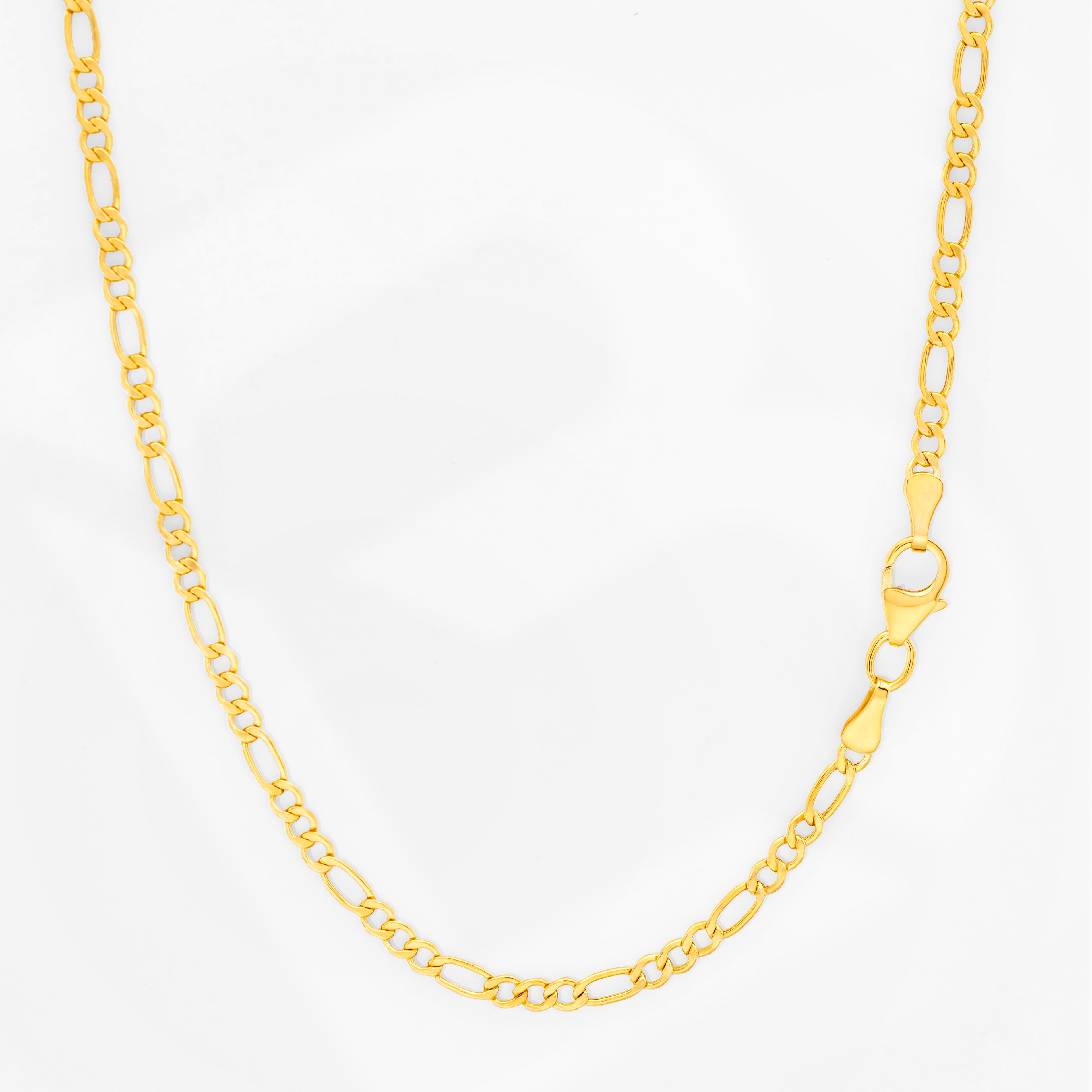 14k Yellow Gold Hollow Figaro Chain