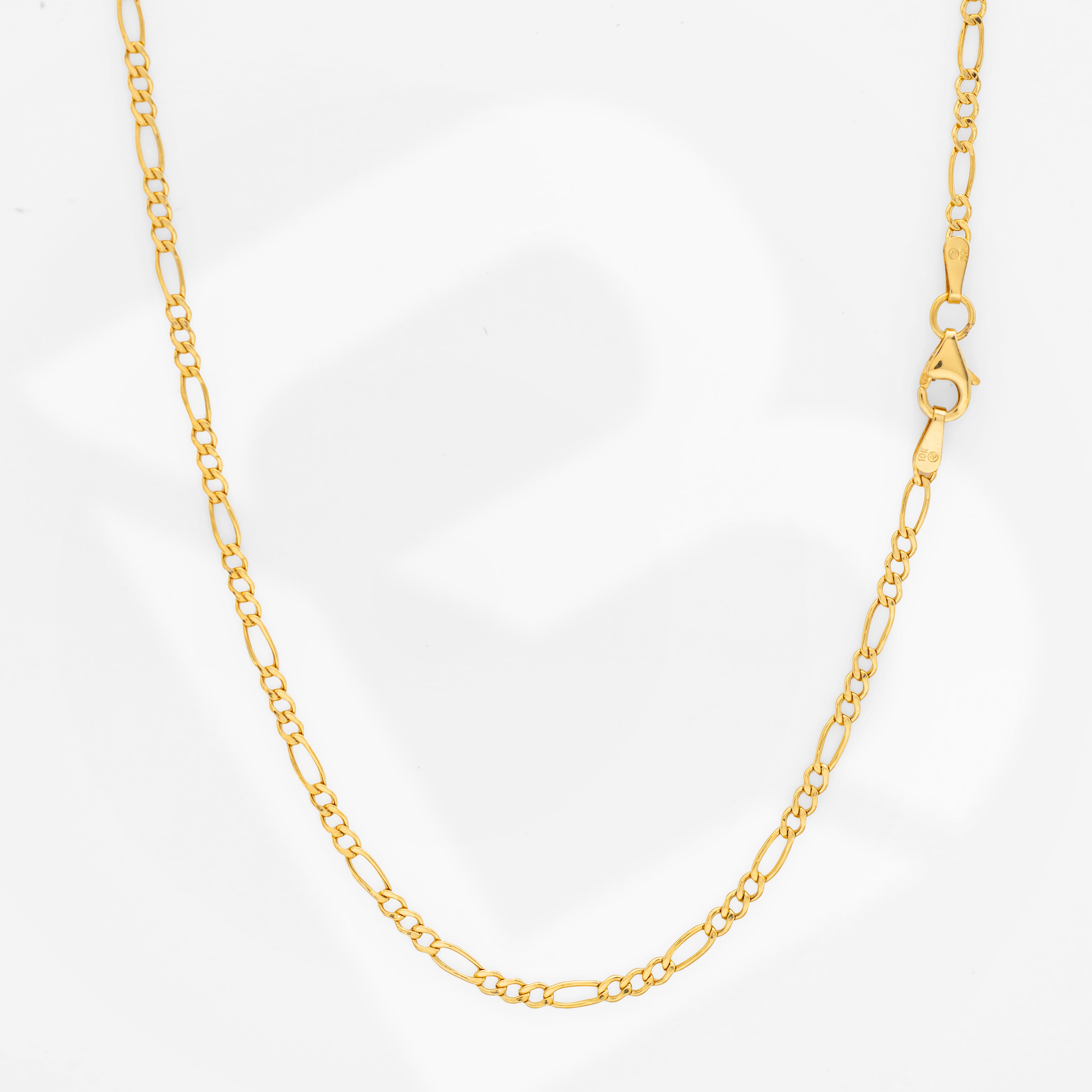 14k Yellow Gold Hollow Figaro Chain