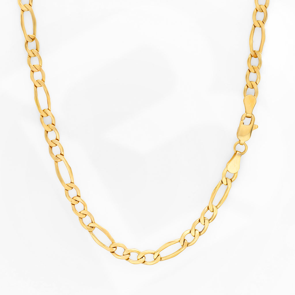 14k Yellow Gold Hollow Figaro Chain