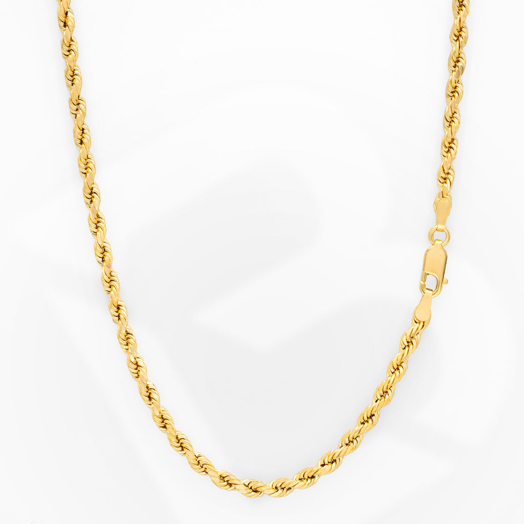 10k Women's Yellow Gold Diamond Cut Hollow Rope Necklace