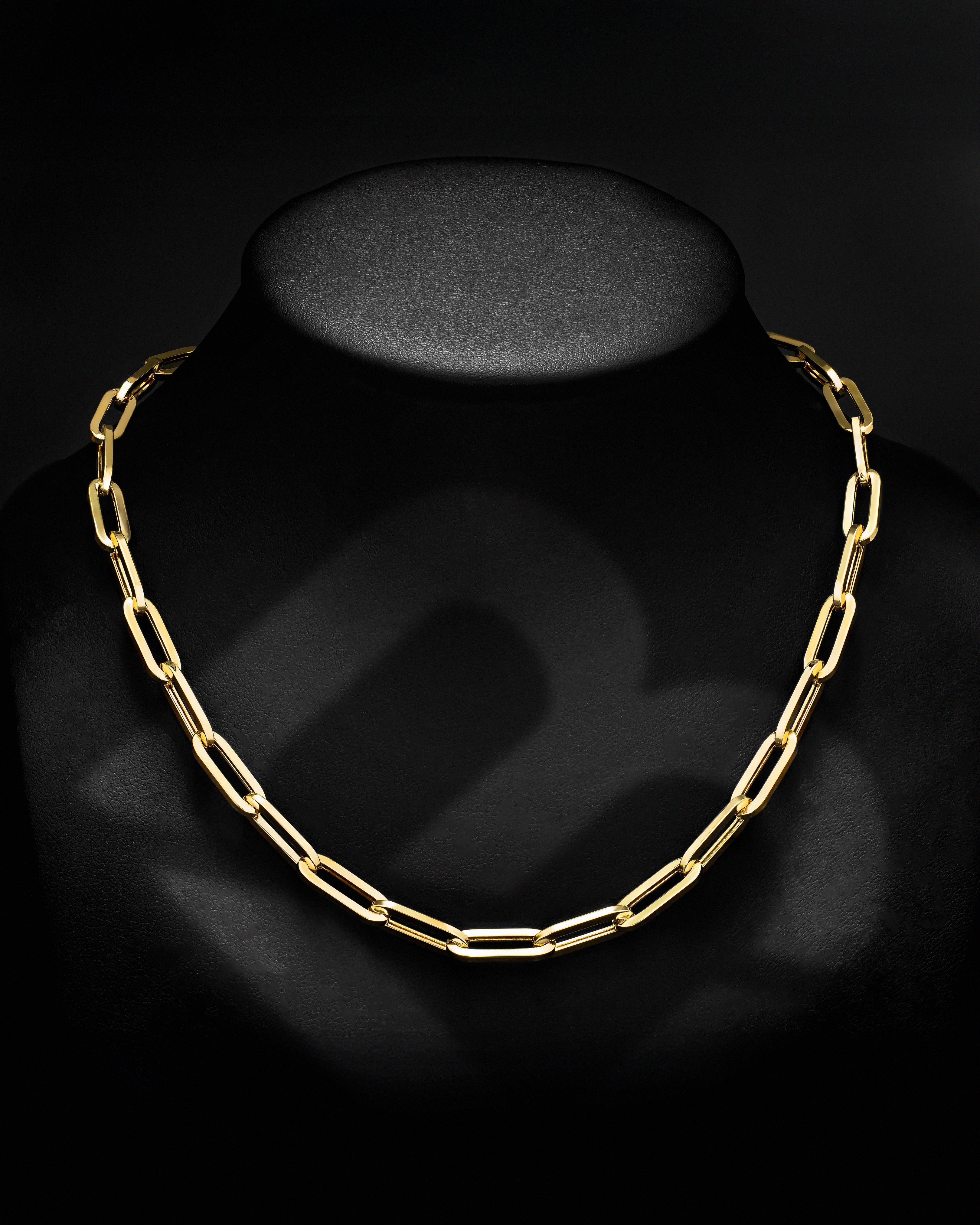 14k Yellow Gold Paperclip Link Necklace with Lobster Lock (Available 3mm to 5mm)