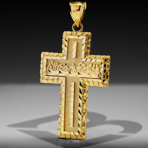 10k Solid Gold Last Supper HQ Cross Pendant 8.5 grams