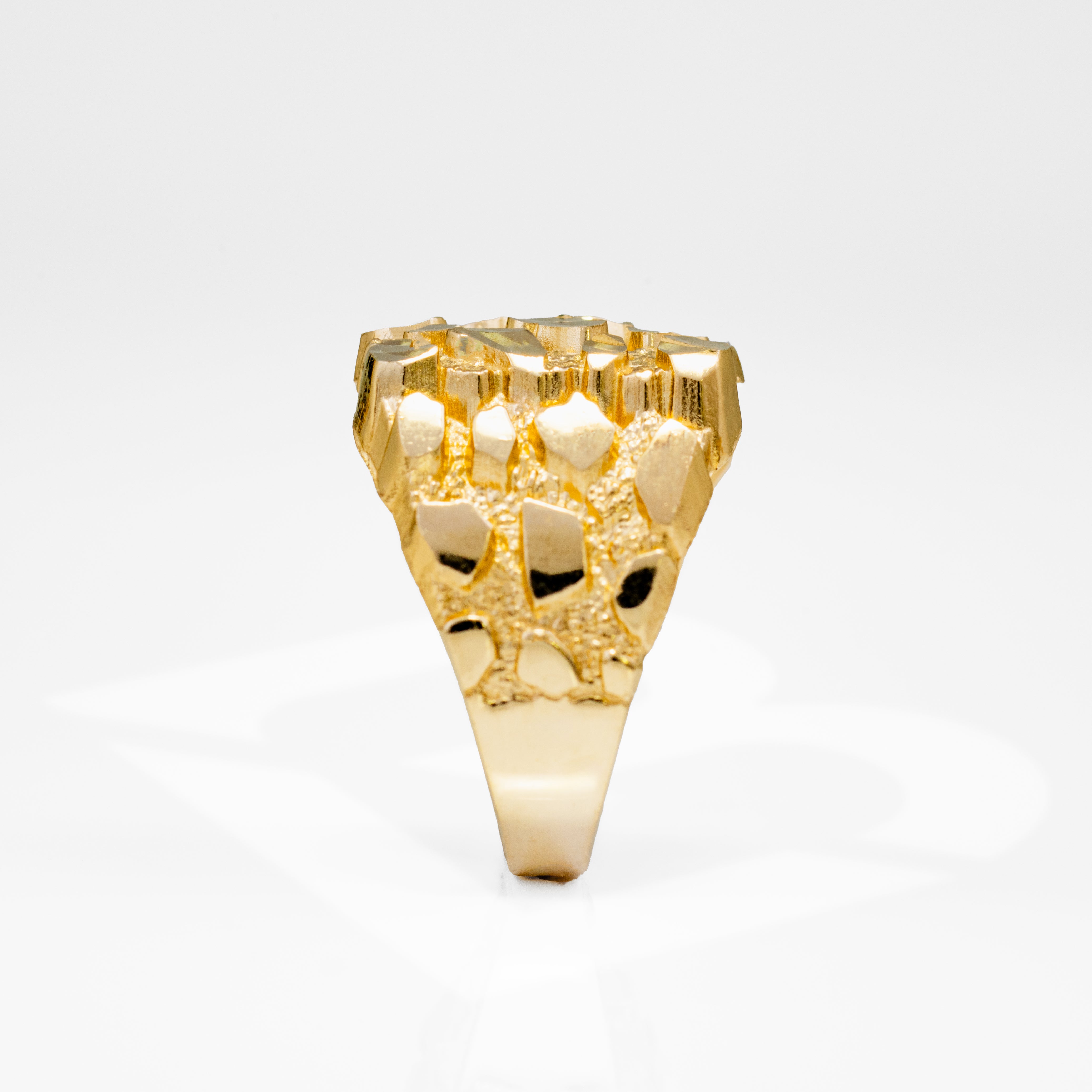 Men's 14kt Gold Plated Modern Designer Nugget Ring - Style 3 - Sizes 8-13 - Made In USA By J-mania