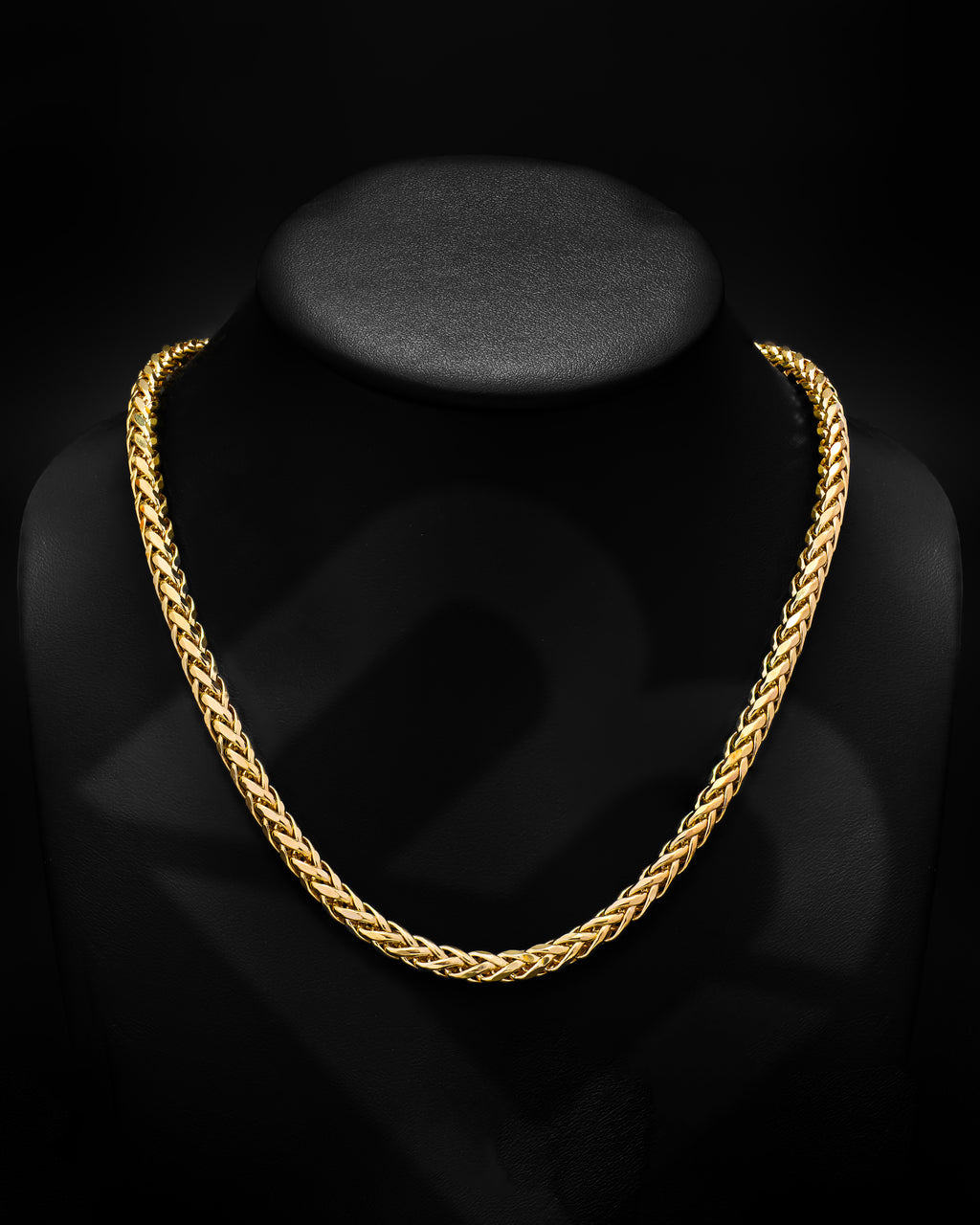 10k Yellow Gold Wheat Palm Franco Chain