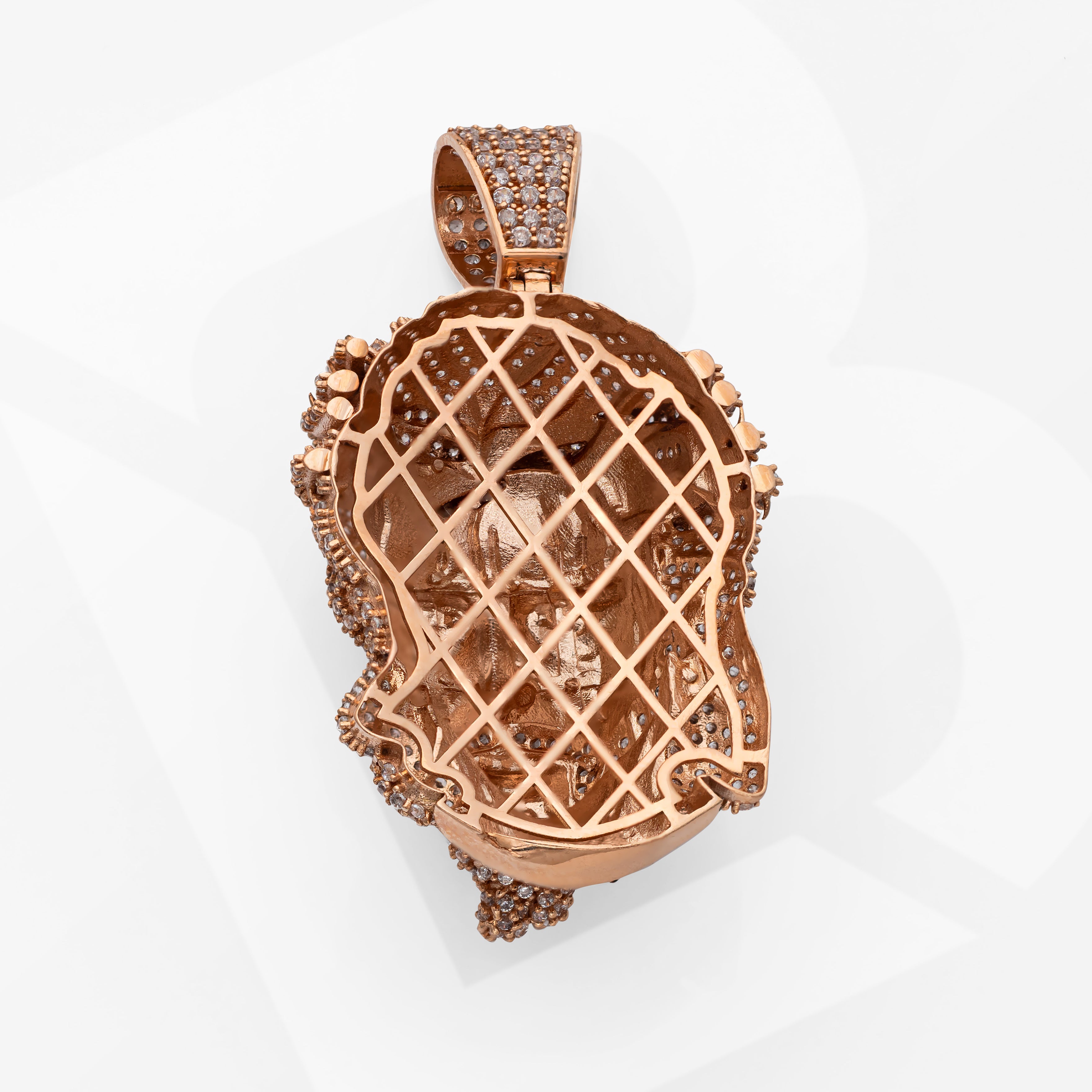 14K Rose Solid Gold Premium Jesus Head Bleeding With CZ Charm Pendant 14g