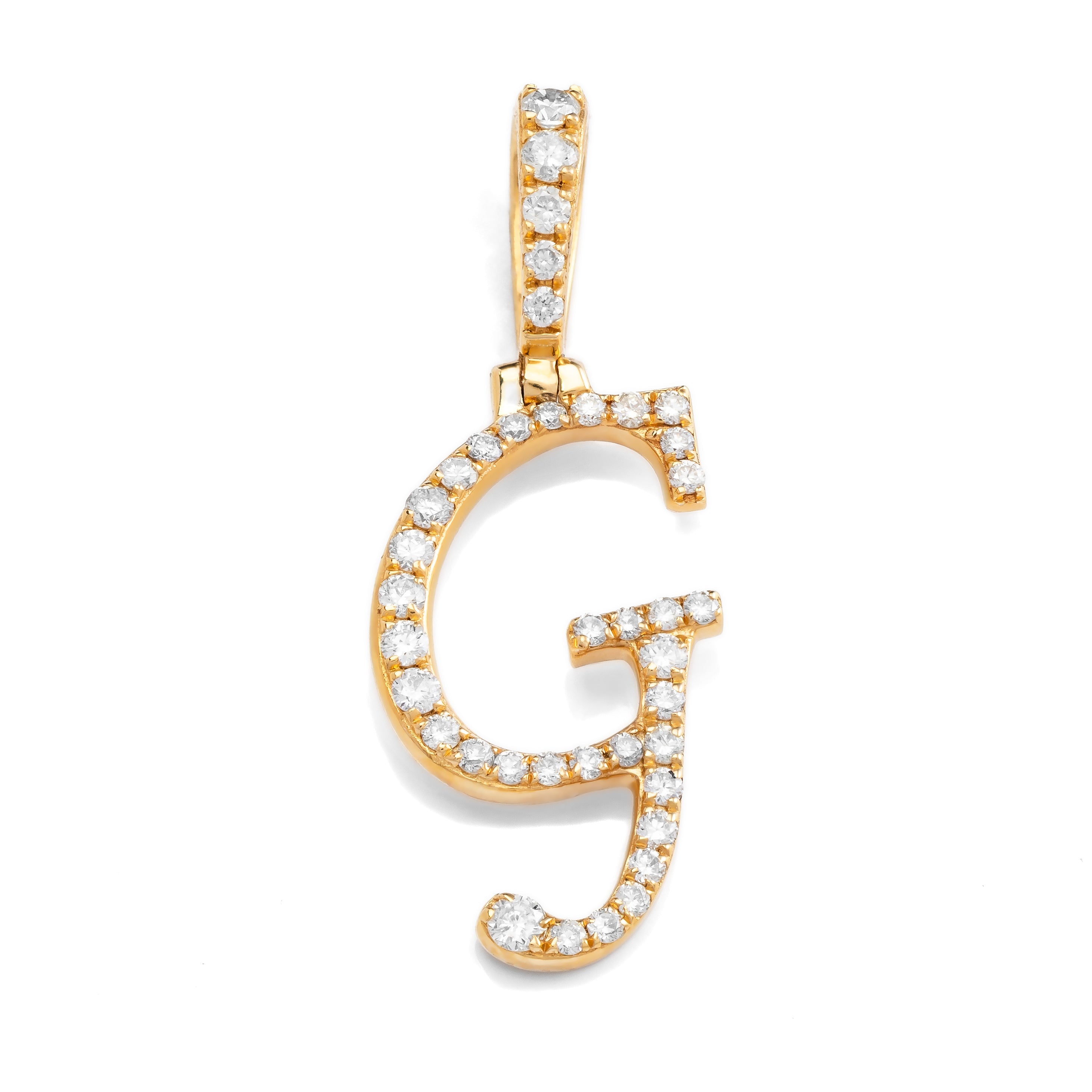 14k Diamond Script Letter Initial Pendant