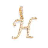 14k Diamond Script Letter Initial Pendant