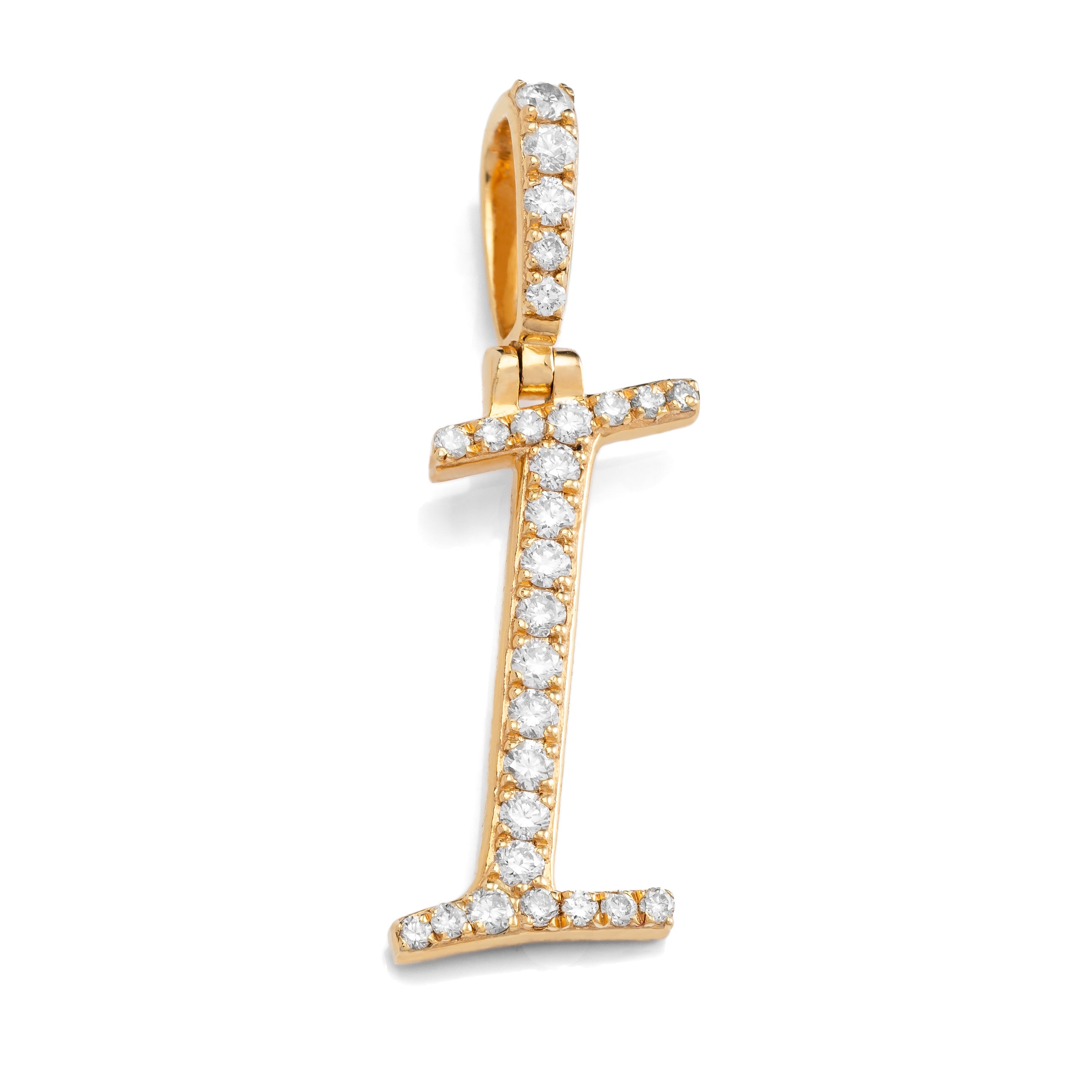 14k Diamond Script Letter Initial Pendant