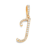 14k Diamond Script Letter Initial Pendant