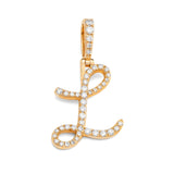 14k Diamond Script Letter Initial Pendant