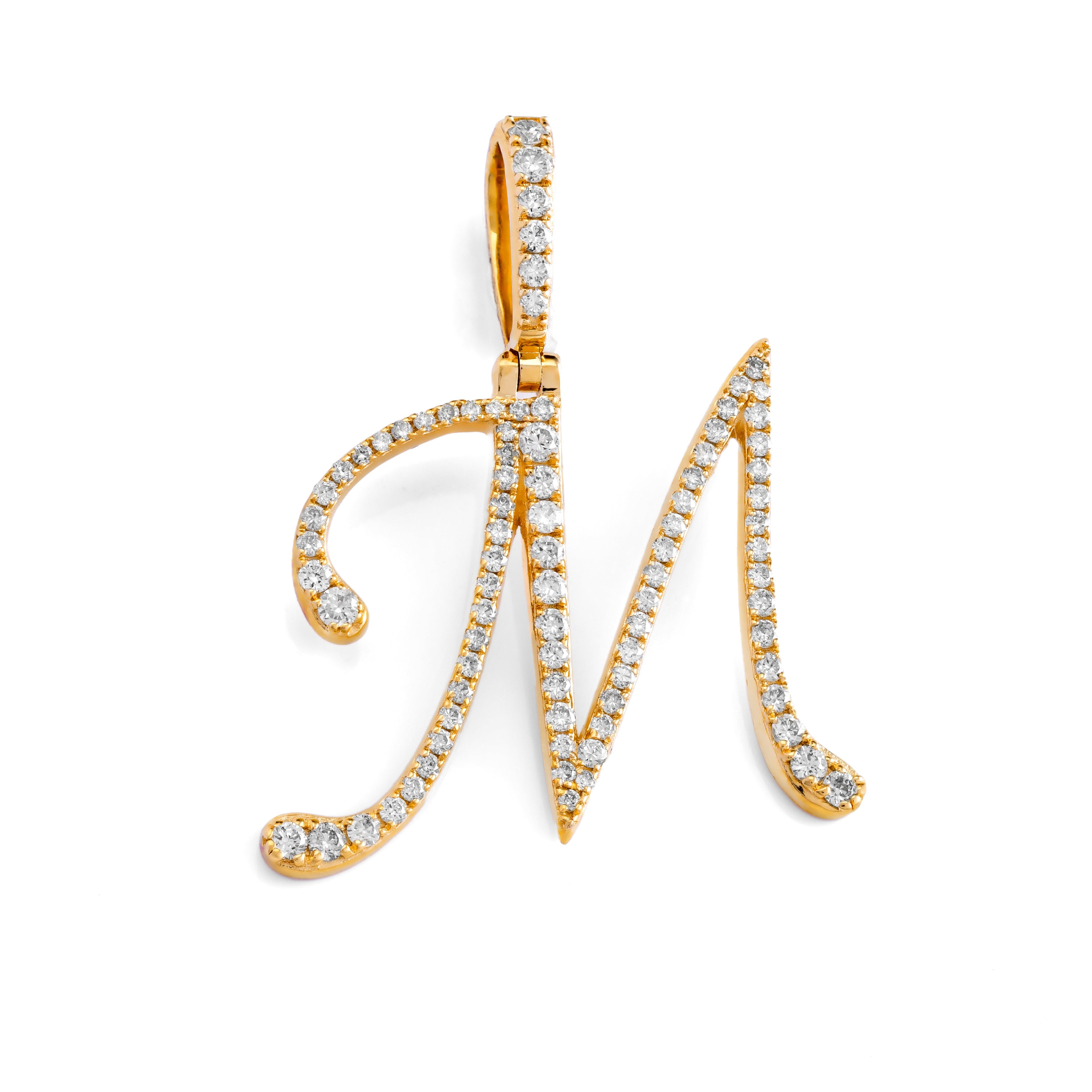 14k Diamond Script Letter Initial Pendant