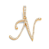 14k Diamond Script Letter Initial Pendant