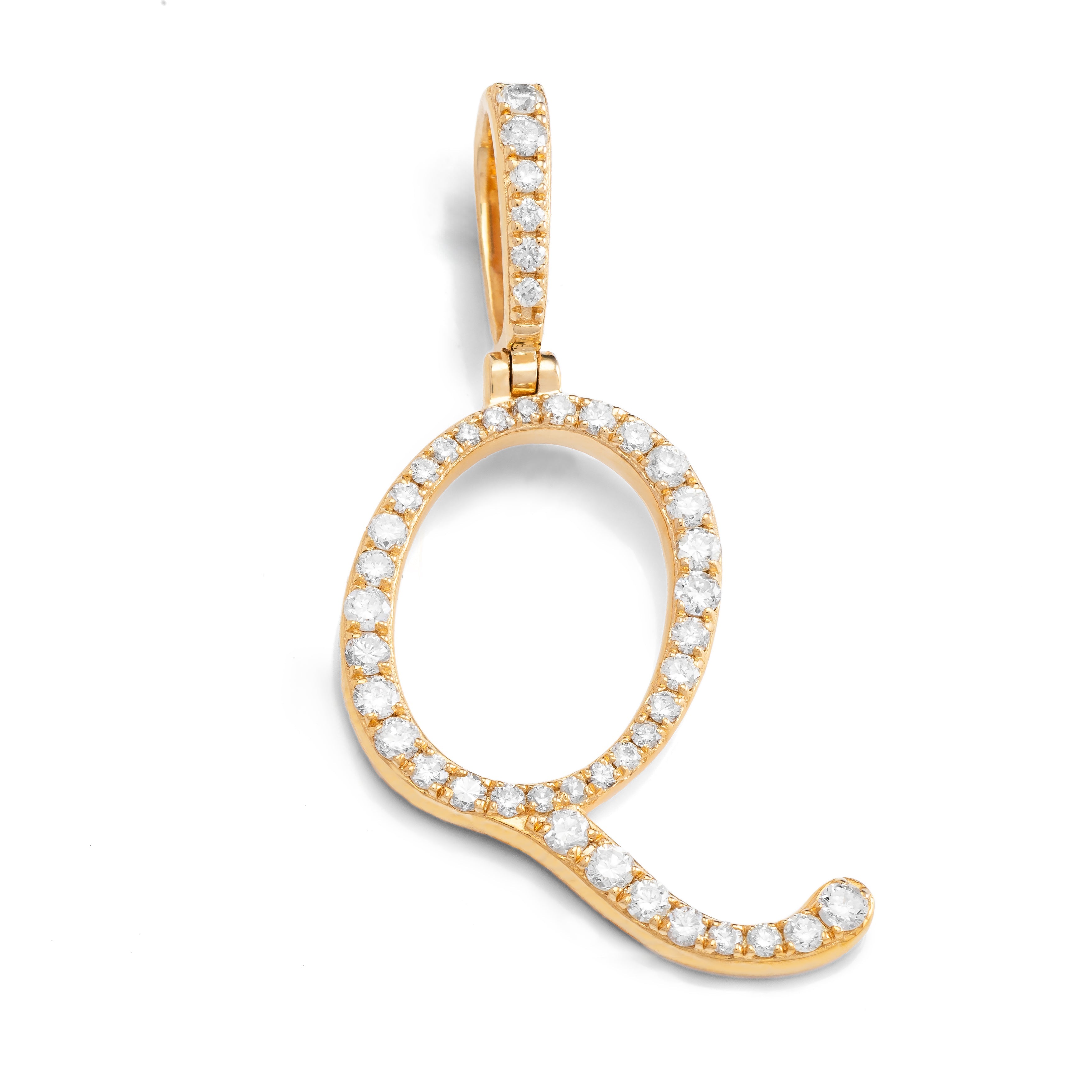 14k Diamond Script Letter Initial Pendant