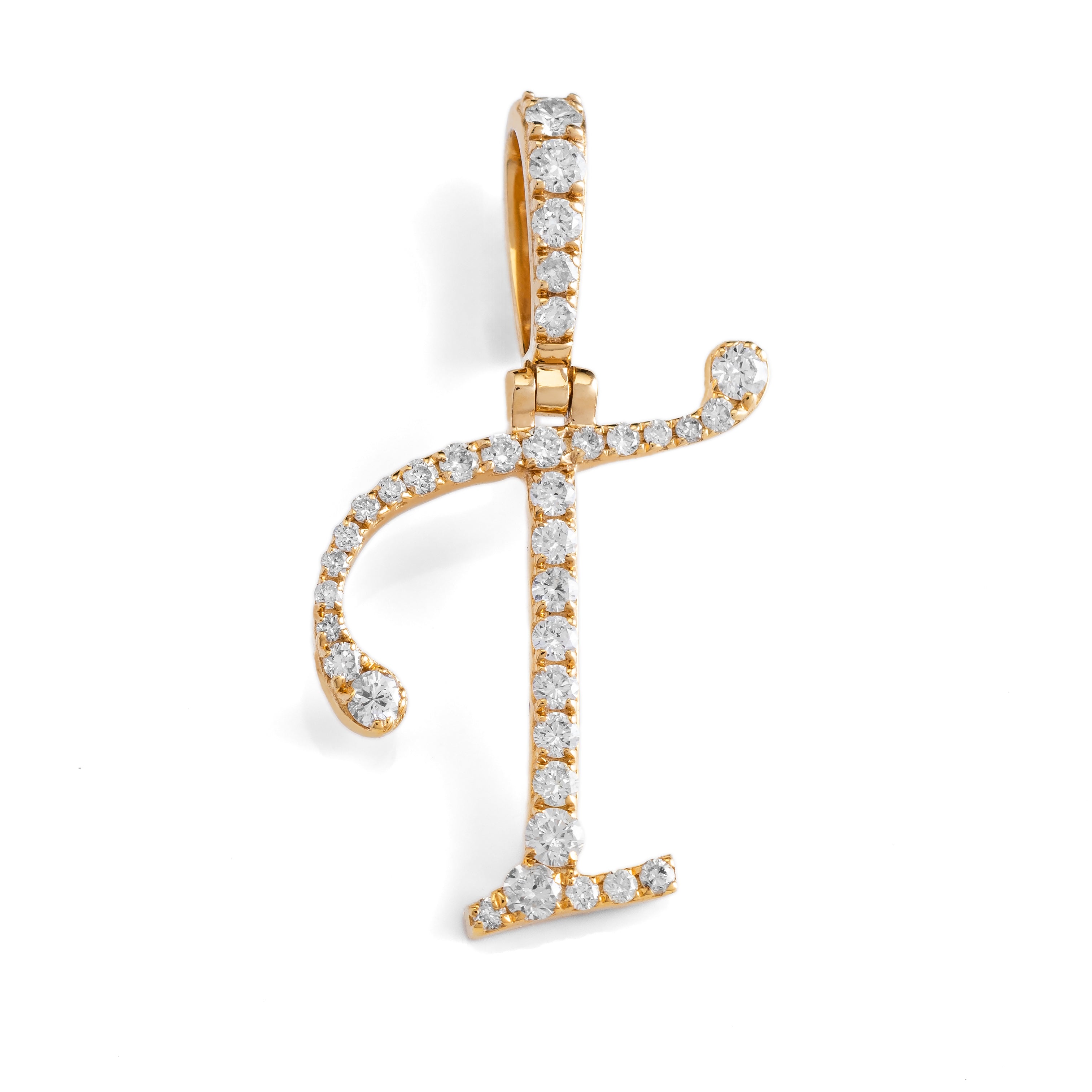 14k Diamond Script Letter Initial Pendant