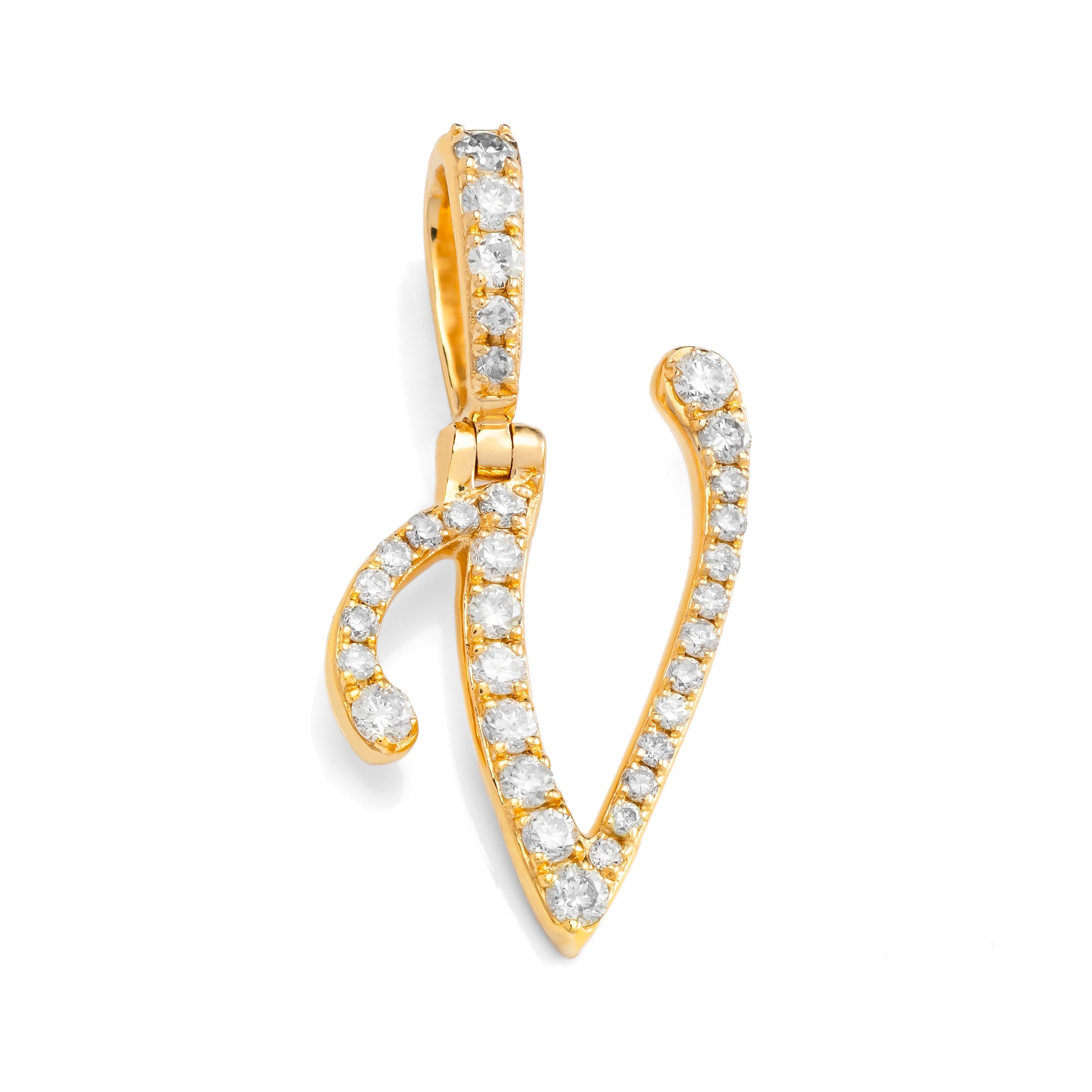 14k Diamond Script Letter Initial Pendant