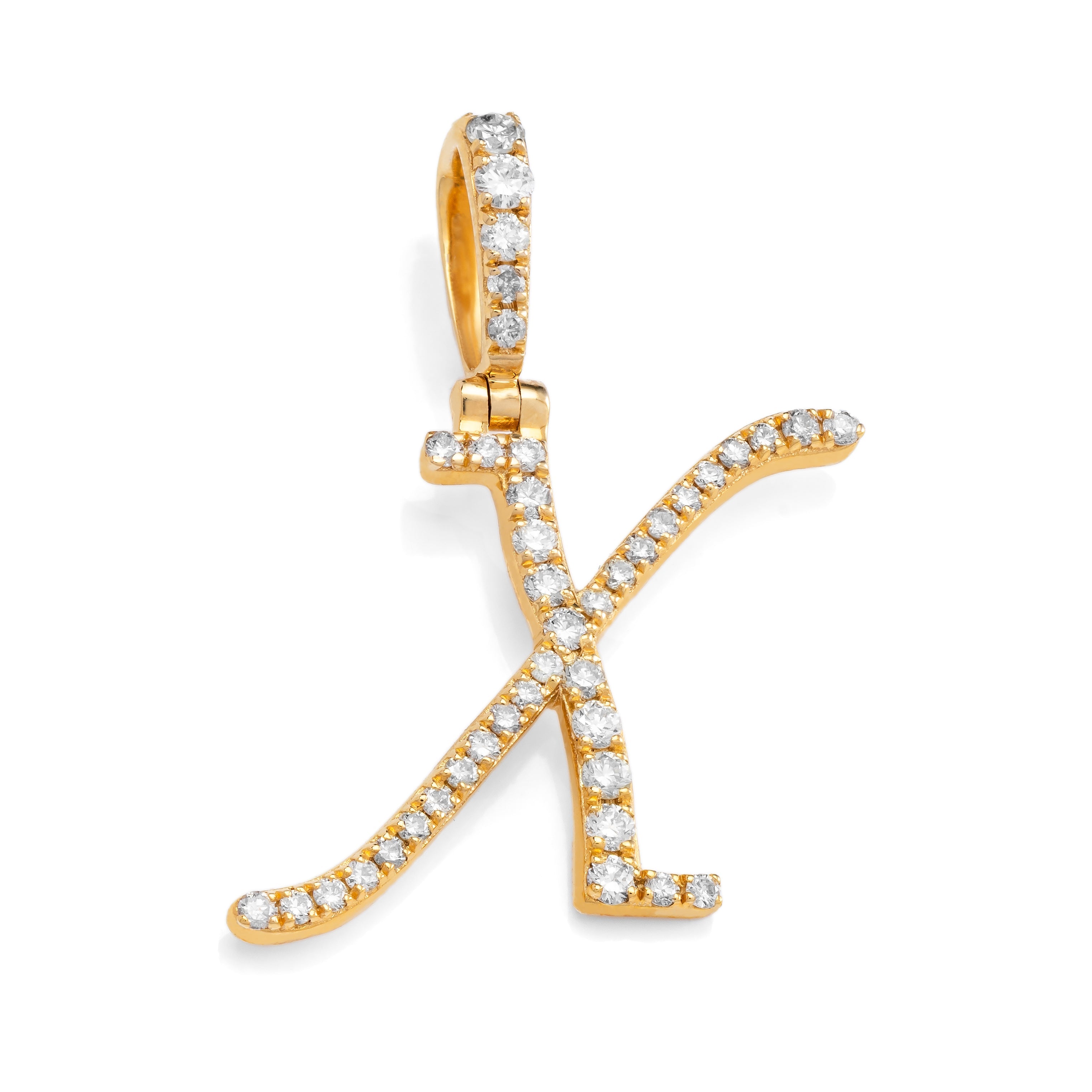 14k Diamond Script Letter Initial Pendant