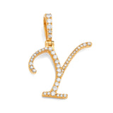 14k Diamond Script Letter Initial Pendant