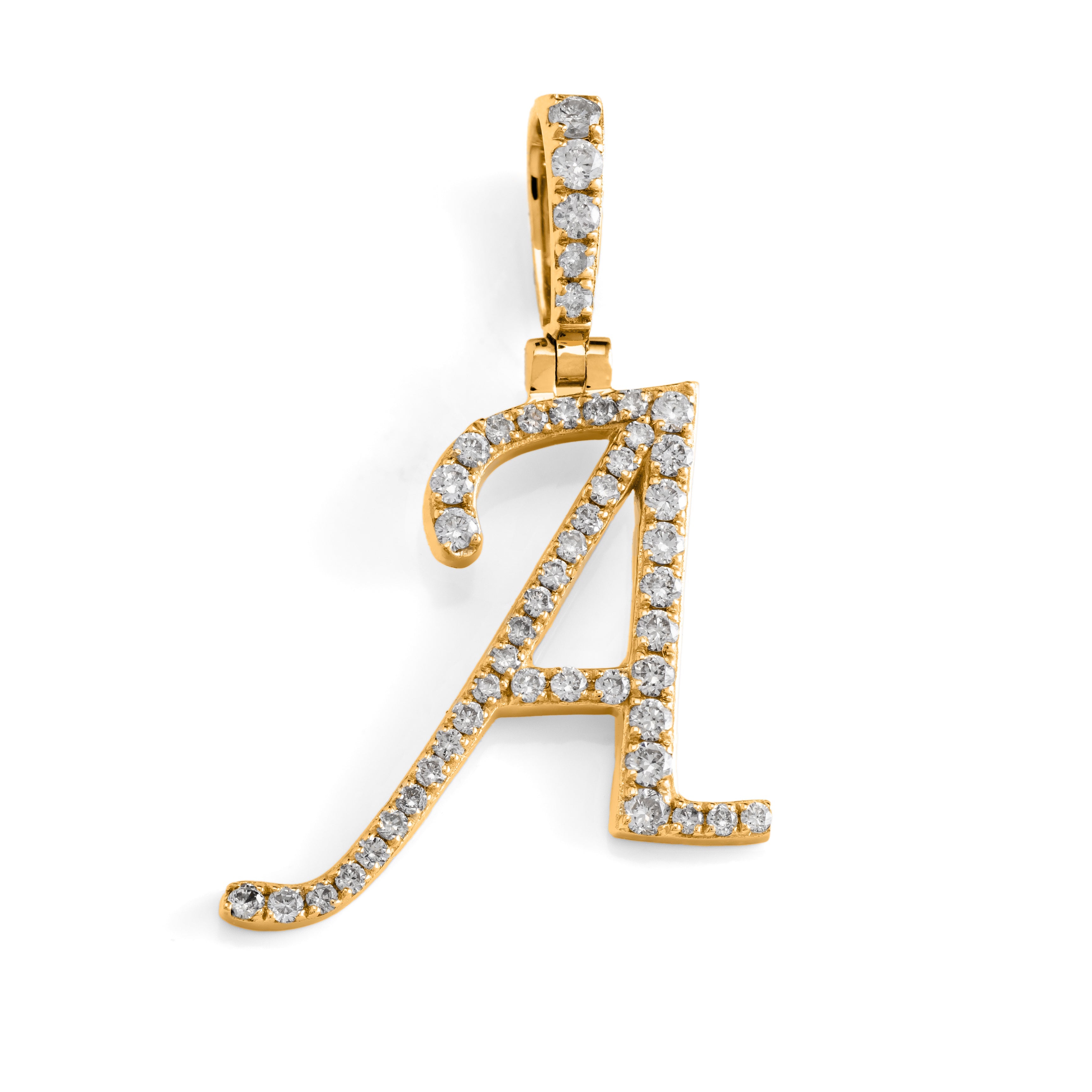 14k Diamond Script Letter Initial Pendant