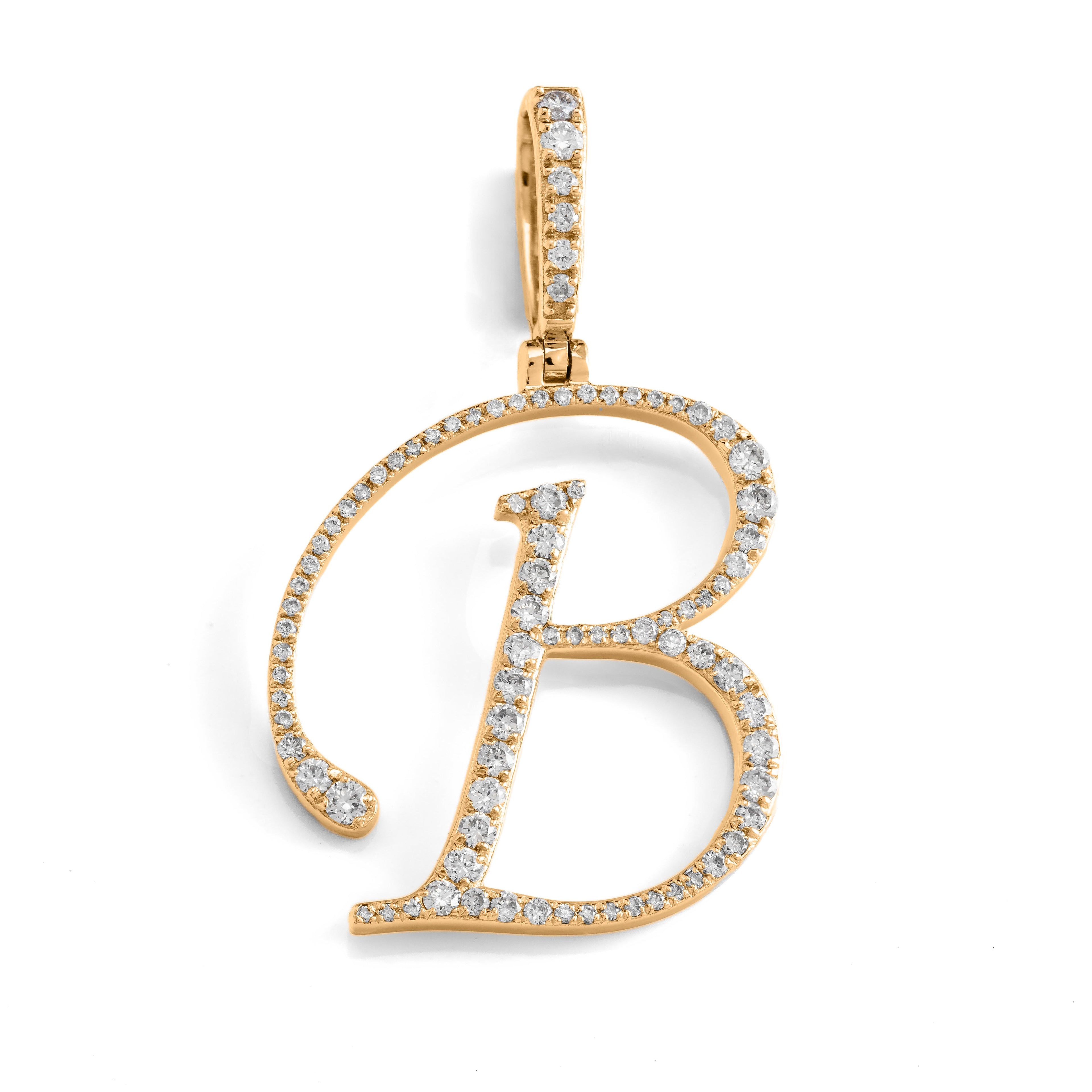 14k Diamond Script Letter Initial Pendant