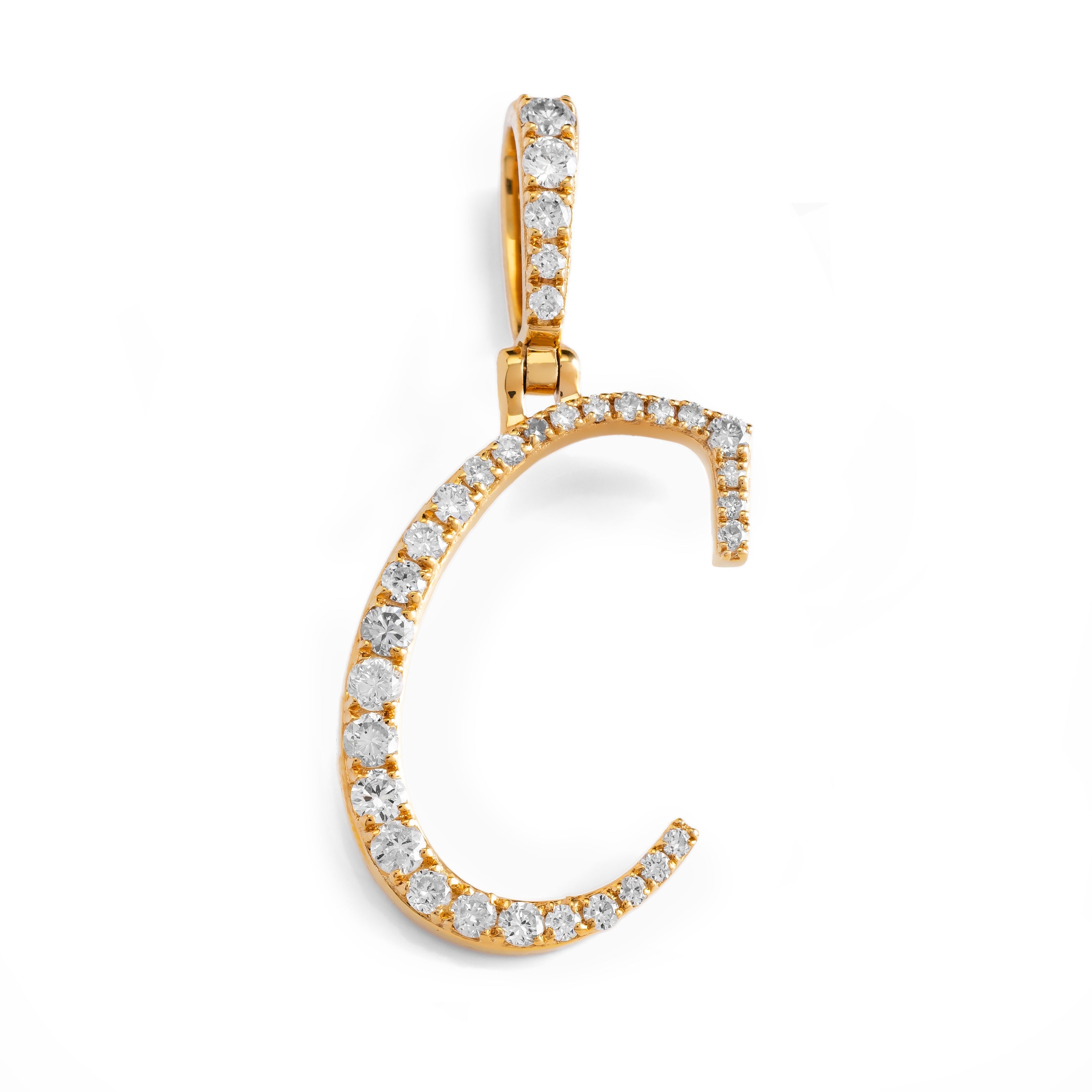 14k Diamond Script Letter Initial Pendant