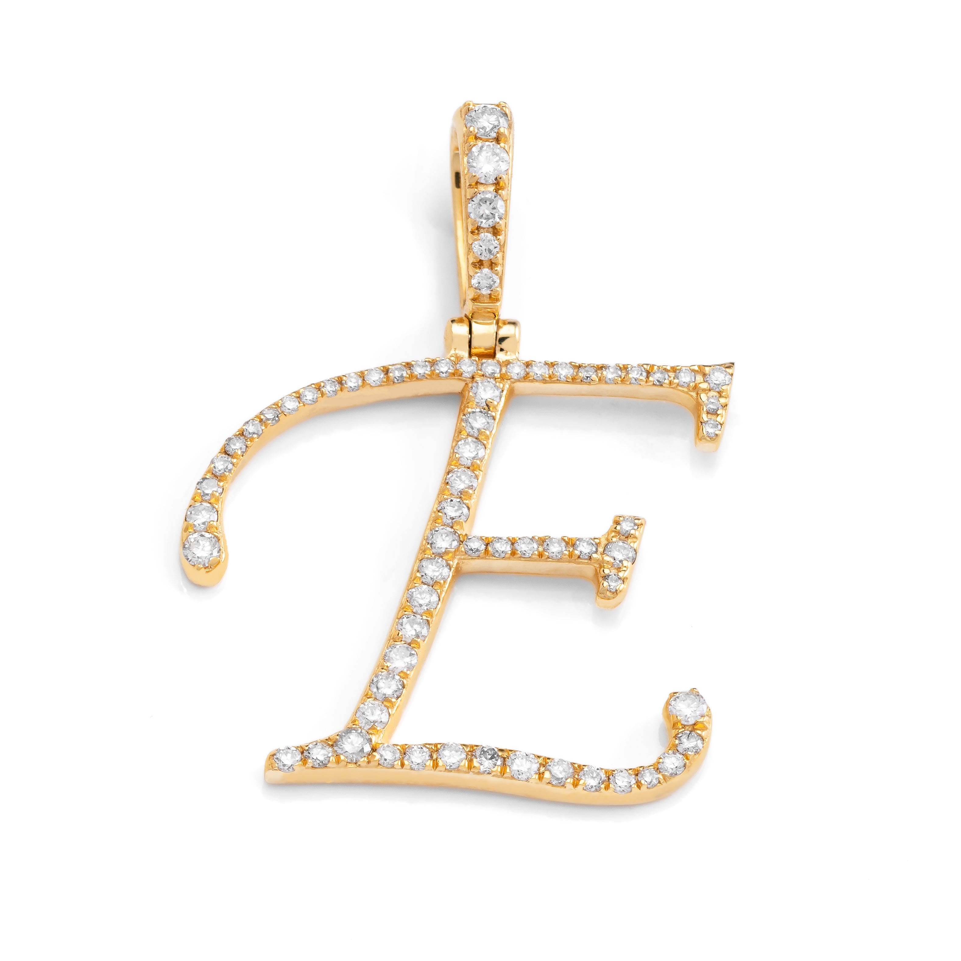 14k Diamond Script Letter Initial Pendant