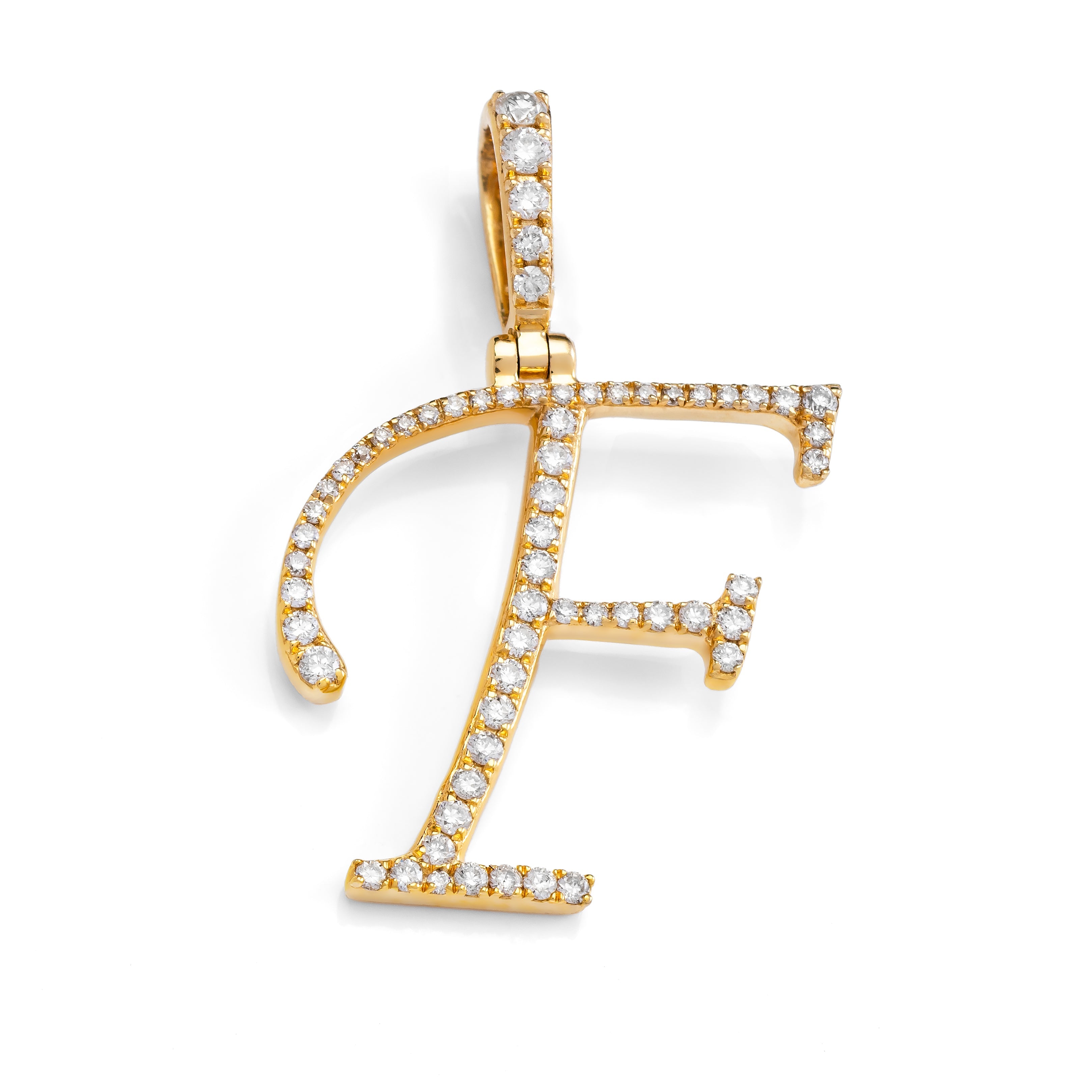 14k Diamond Script Letter Initial Pendant