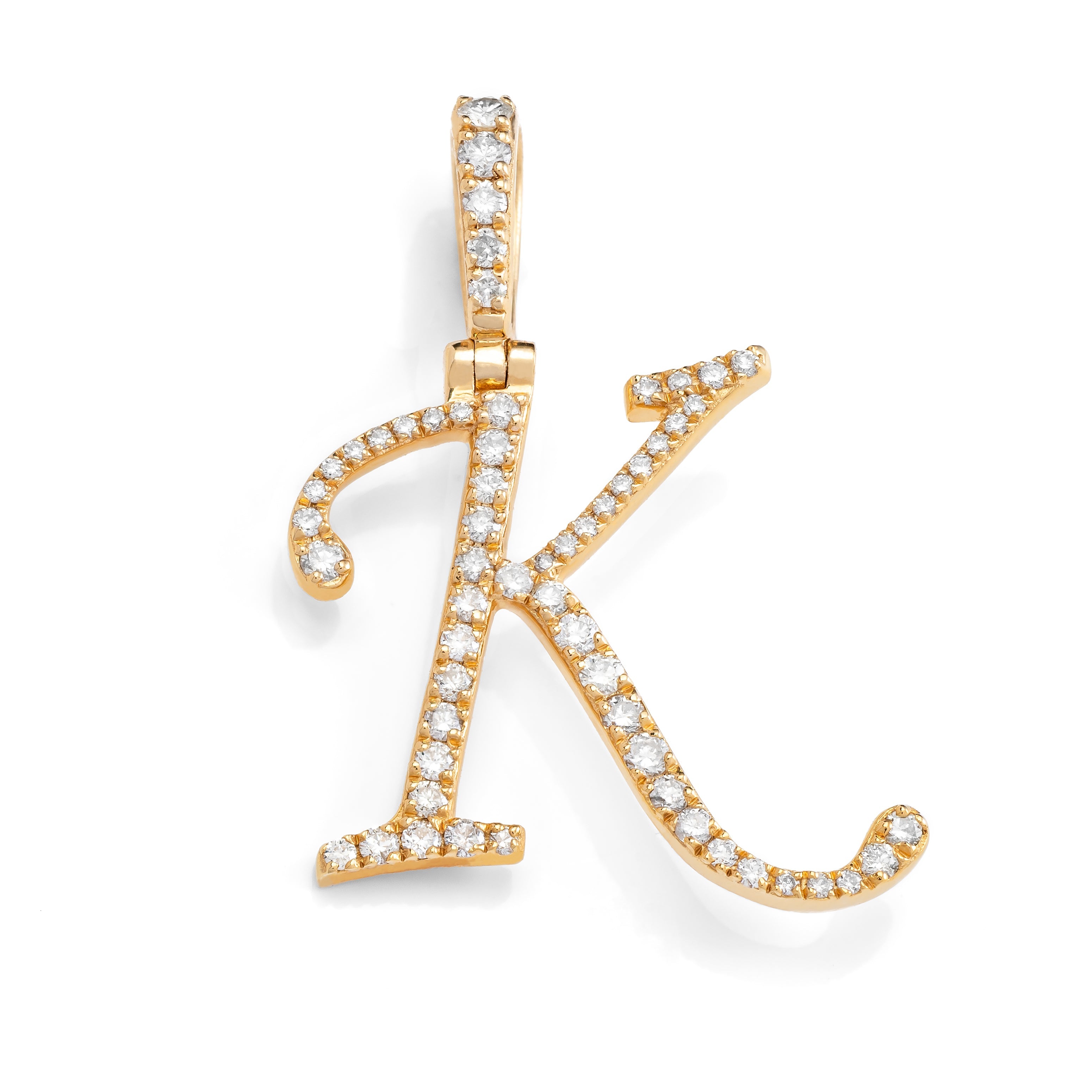 14k Diamond Script Letter Initial Pendant