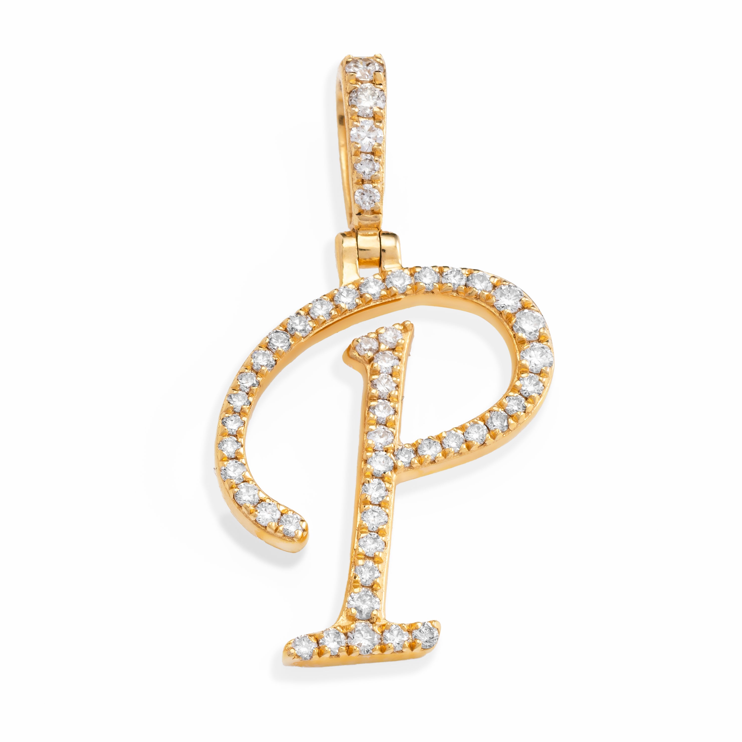 14k Diamond Script Letter Initial Pendant