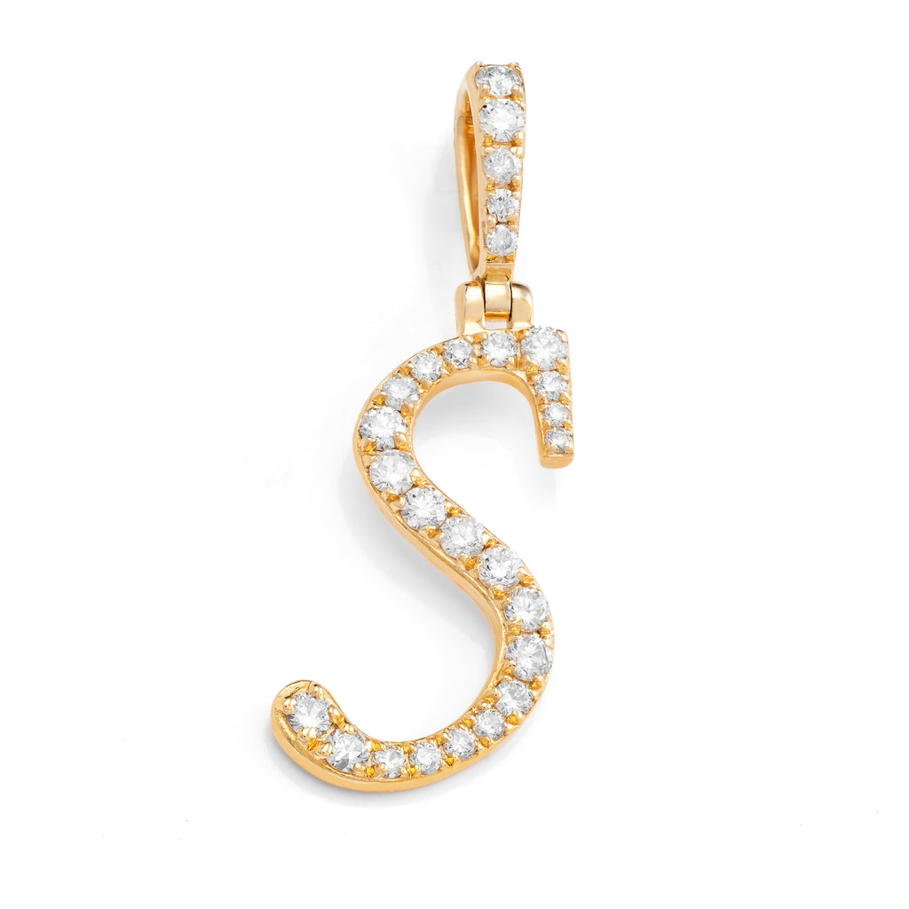14k Diamond Script Letter Initial Pendant