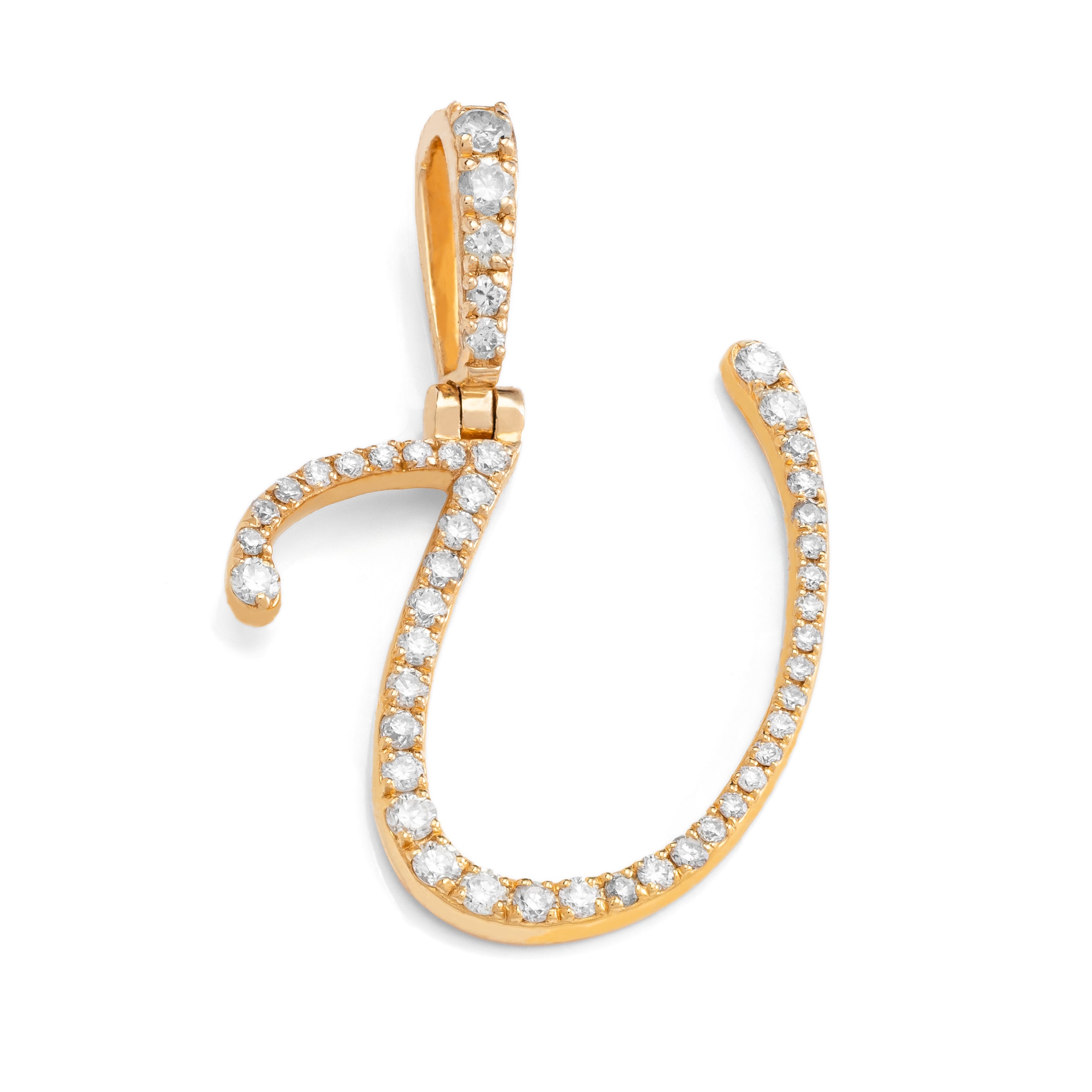 14k Diamond Script Letter Initial Pendant