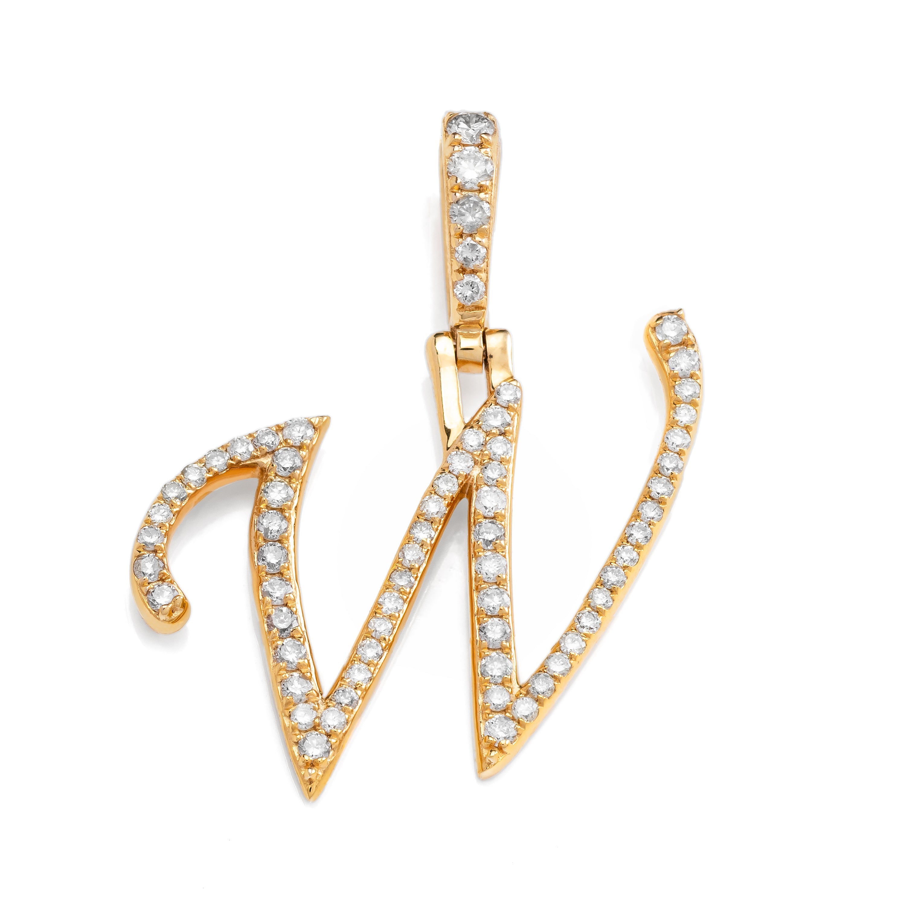 14k Diamond Script Letter Initial Pendant