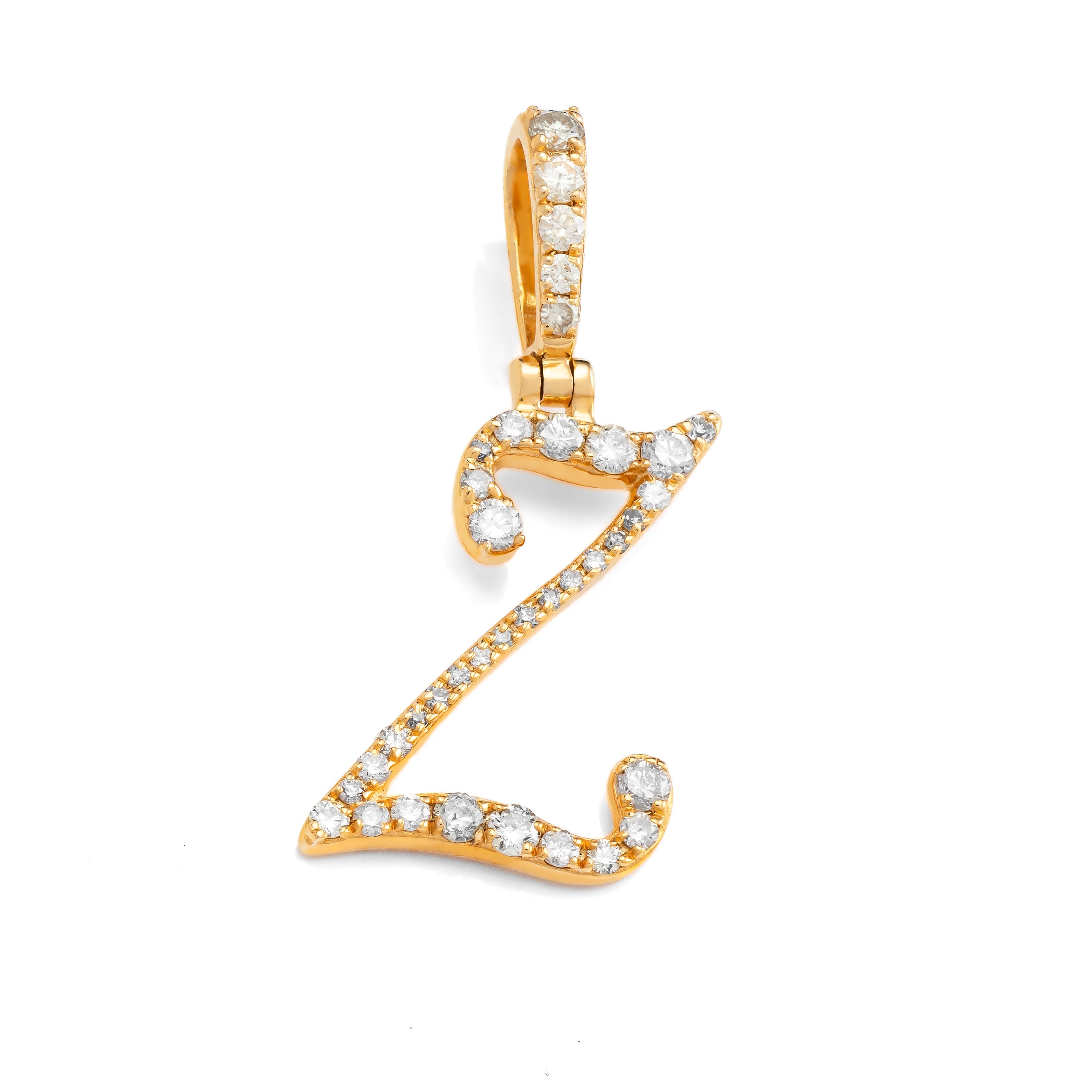14k Diamond Script Letter Initial Pendant