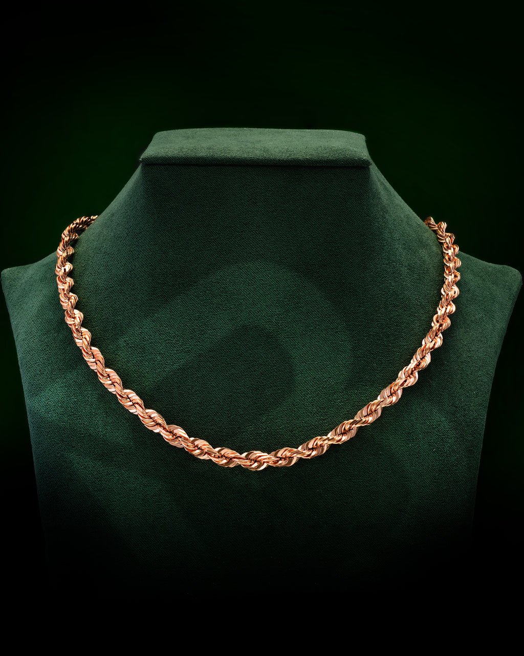 14k Rose Gold Solid Diamond Cut Rope Chain