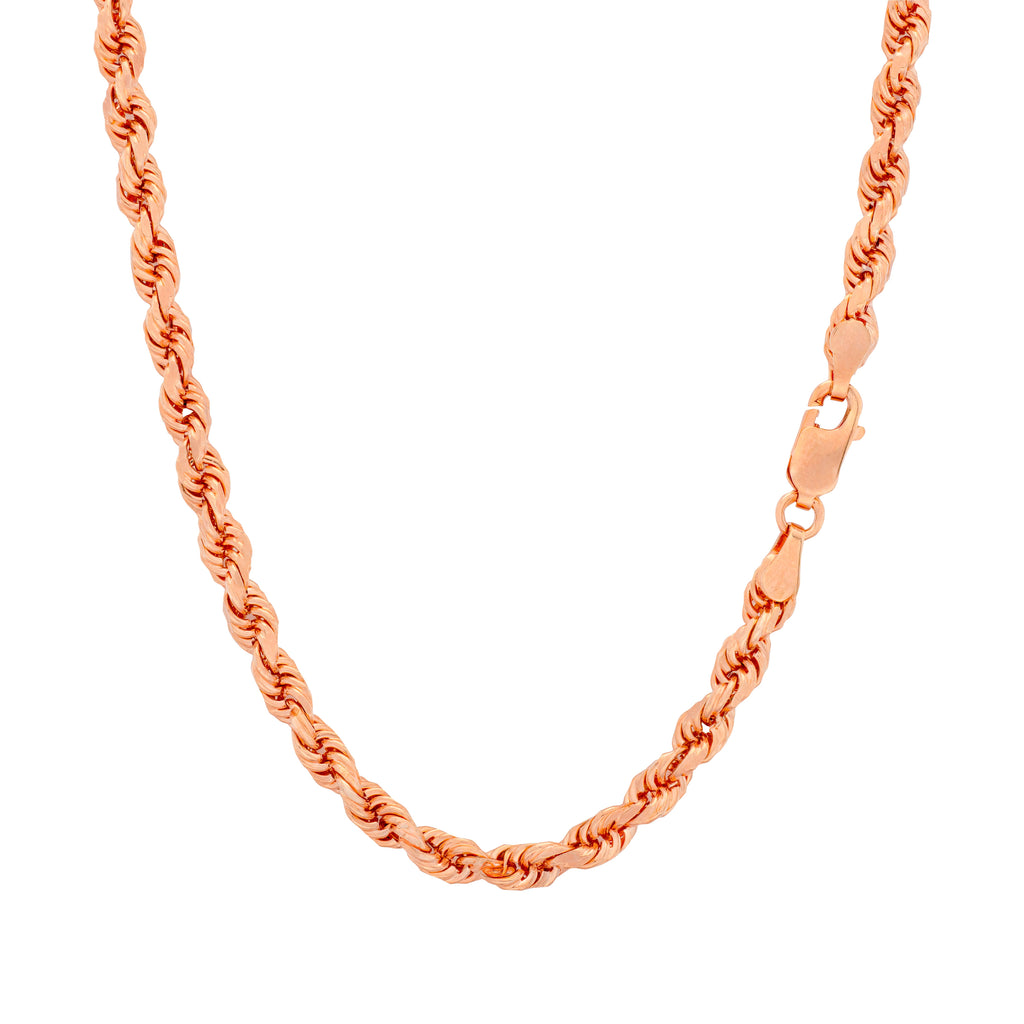 10k Rose Gold Solid Diamond Cut Rope Chain
