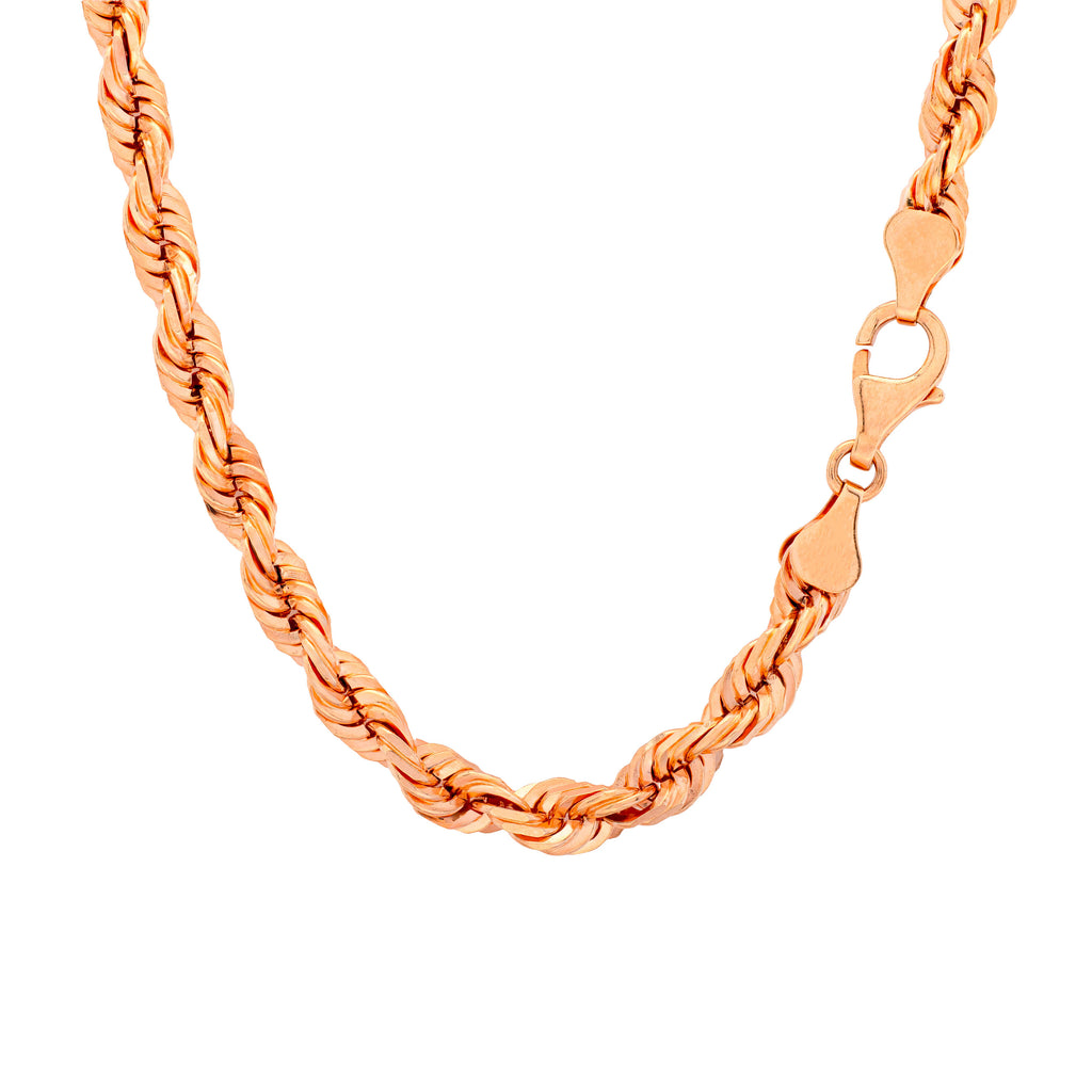 10k Rose Gold Solid Diamond Cut Rope Chain