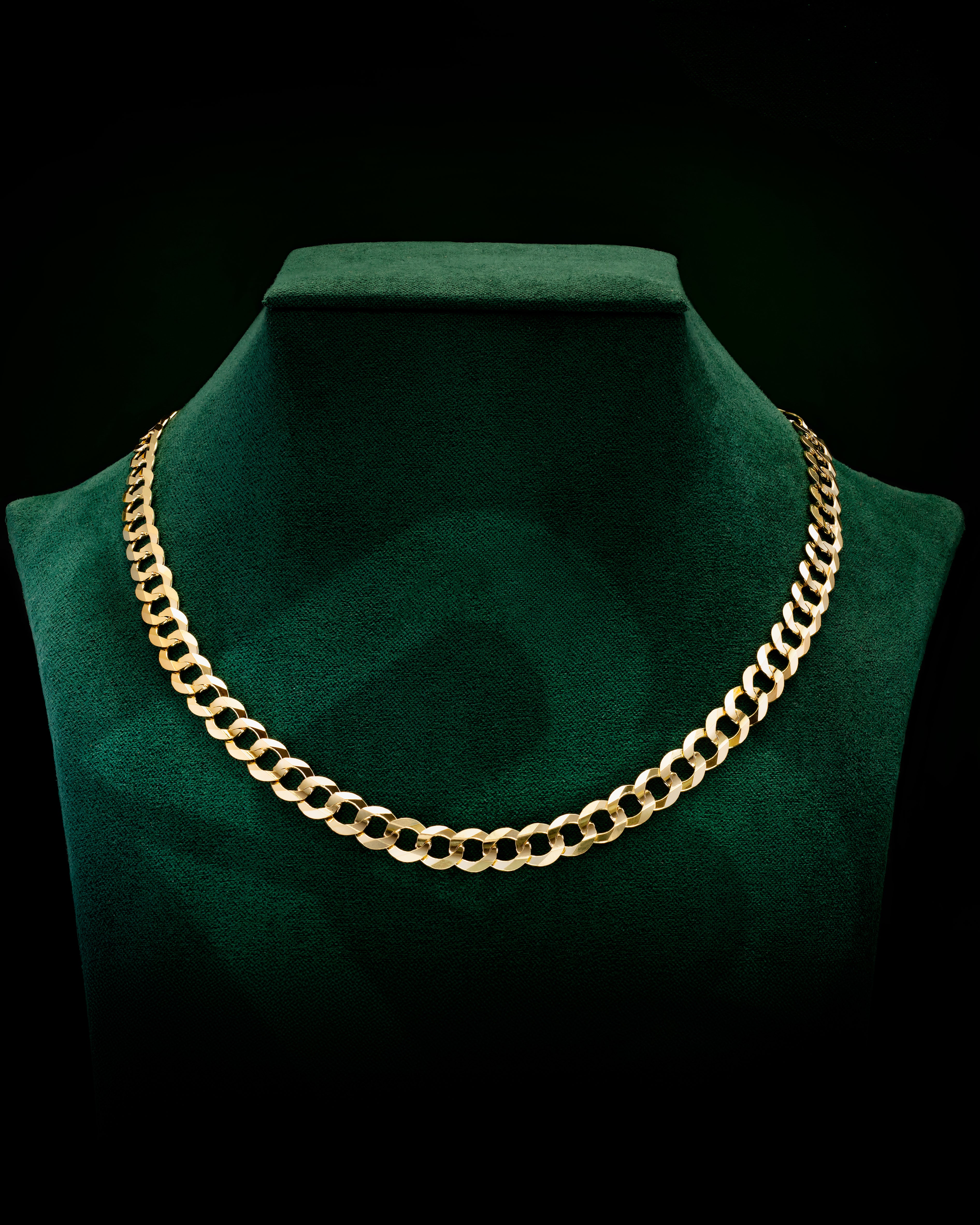10k Yellow Gold Solid Curb Cuban Link Chain