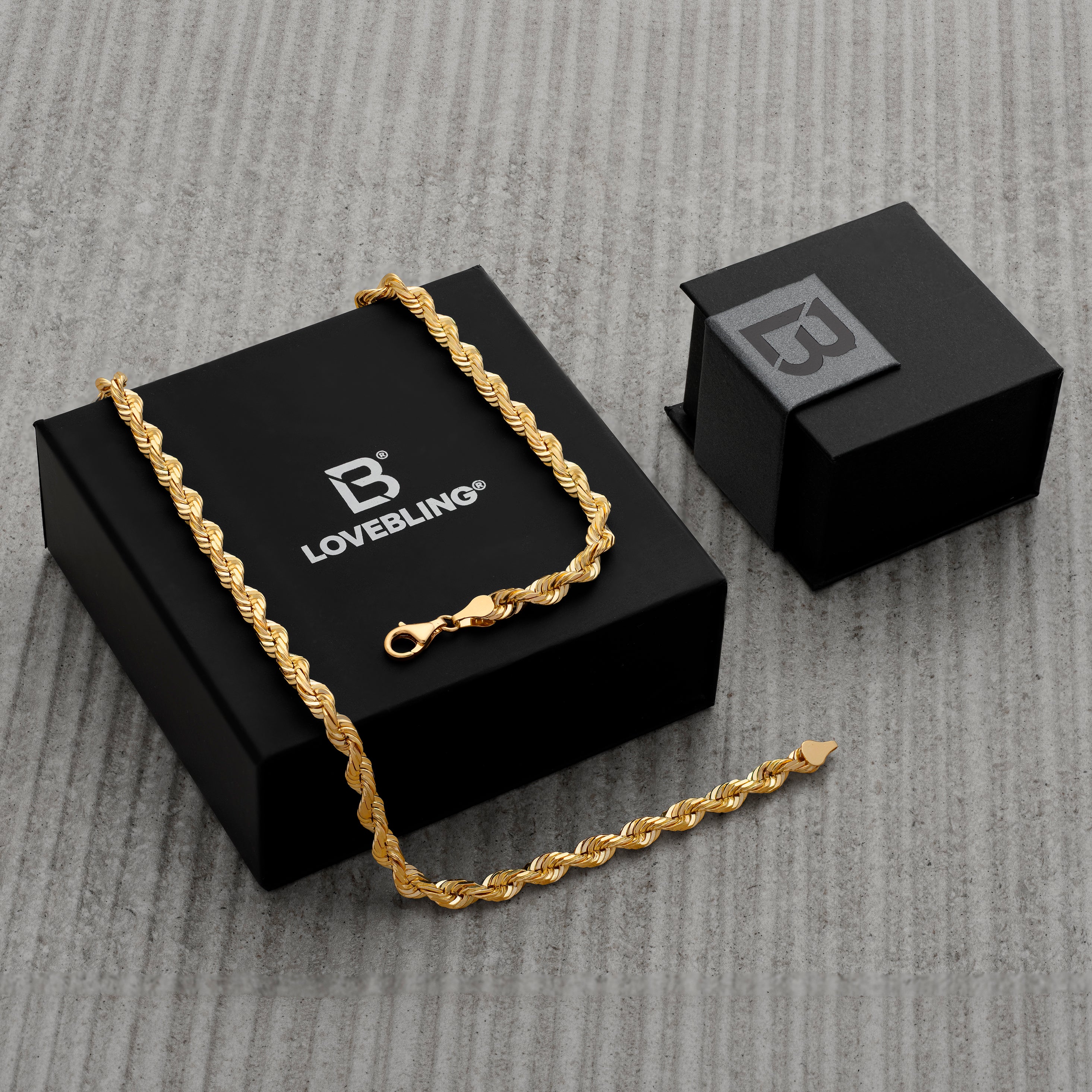 10k Yellow Gold Solid Diamond Cut Rope Chain