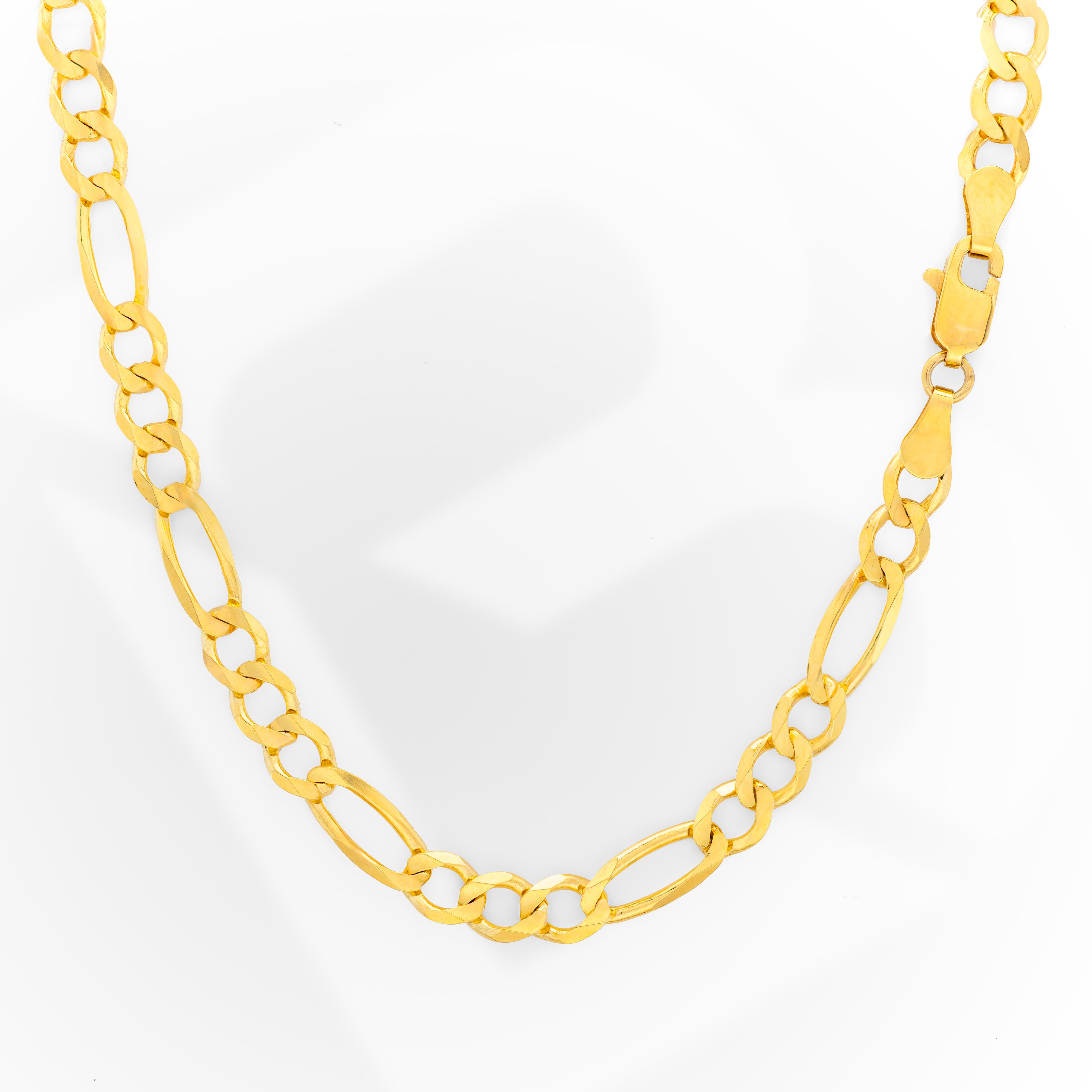10k Yellow Gold Solid Figaro Chain