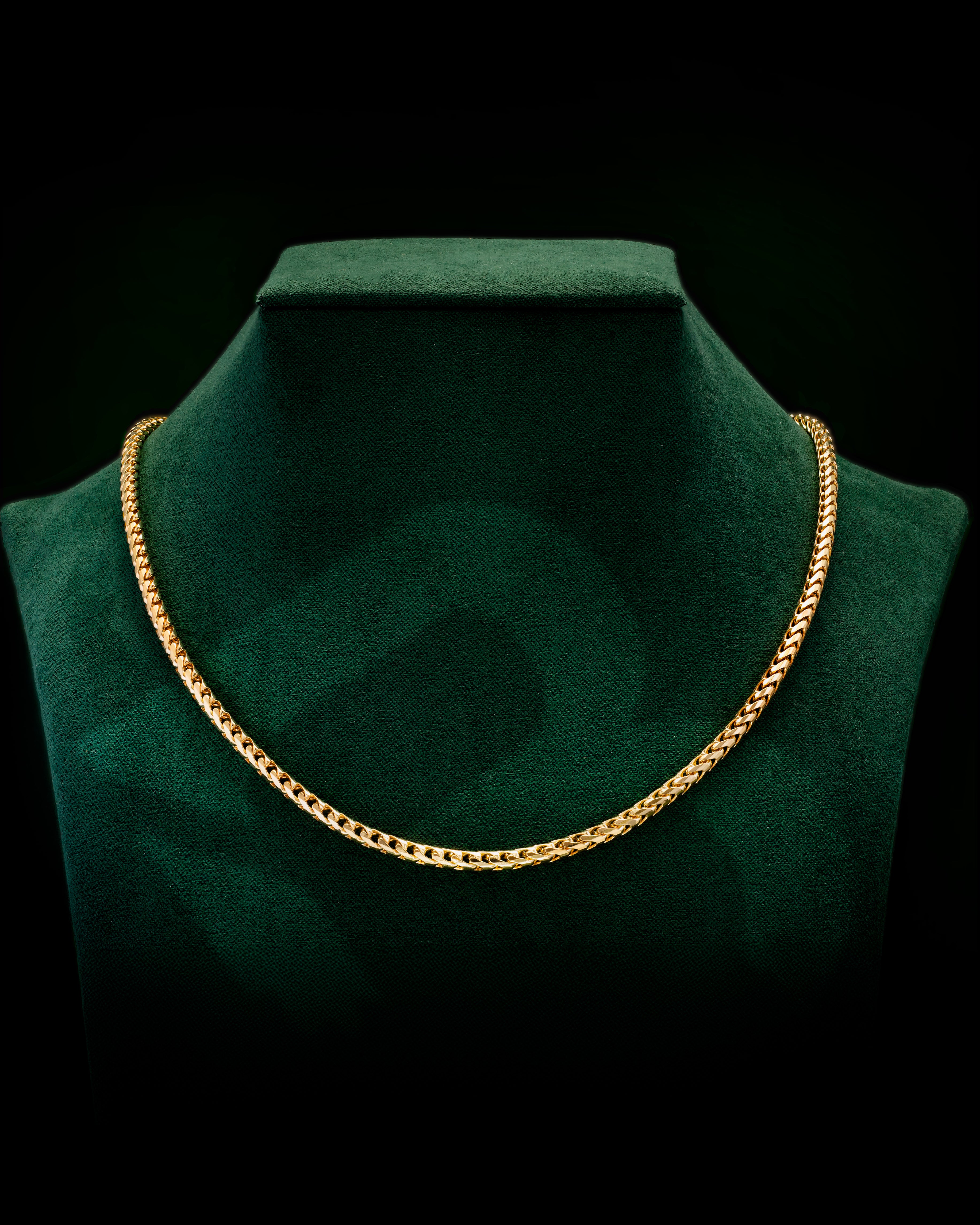 14k Yellow Gold Solid Diamond Cut Franco Chain
