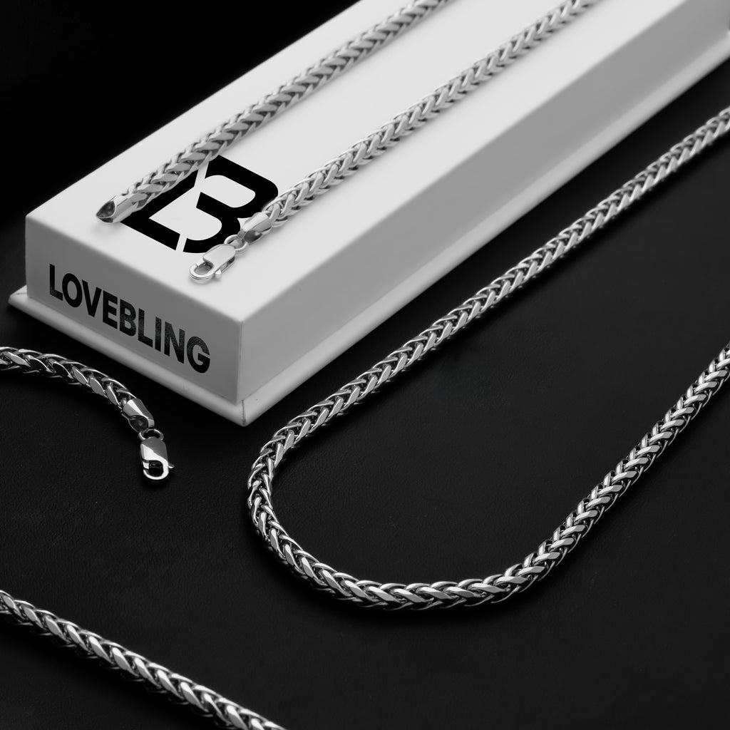 14k White Gold Wheat Palm Franco Chain