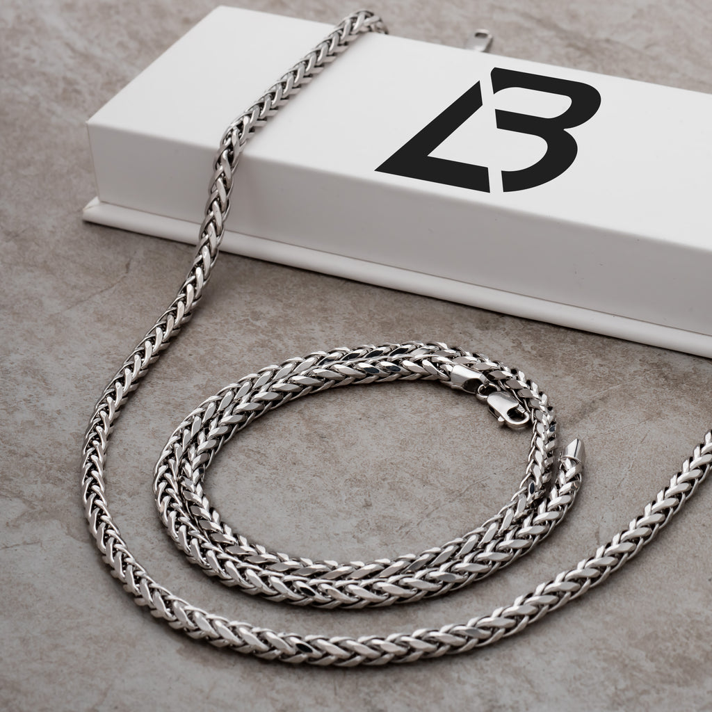 14k White Gold Wheat Palm Franco Chain