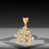 14k Solid Gold Triple Cross Pendant Small 3.3 grams