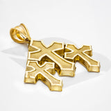 14k Solid Gold Triple Cross Pendant Large 5.5 grams