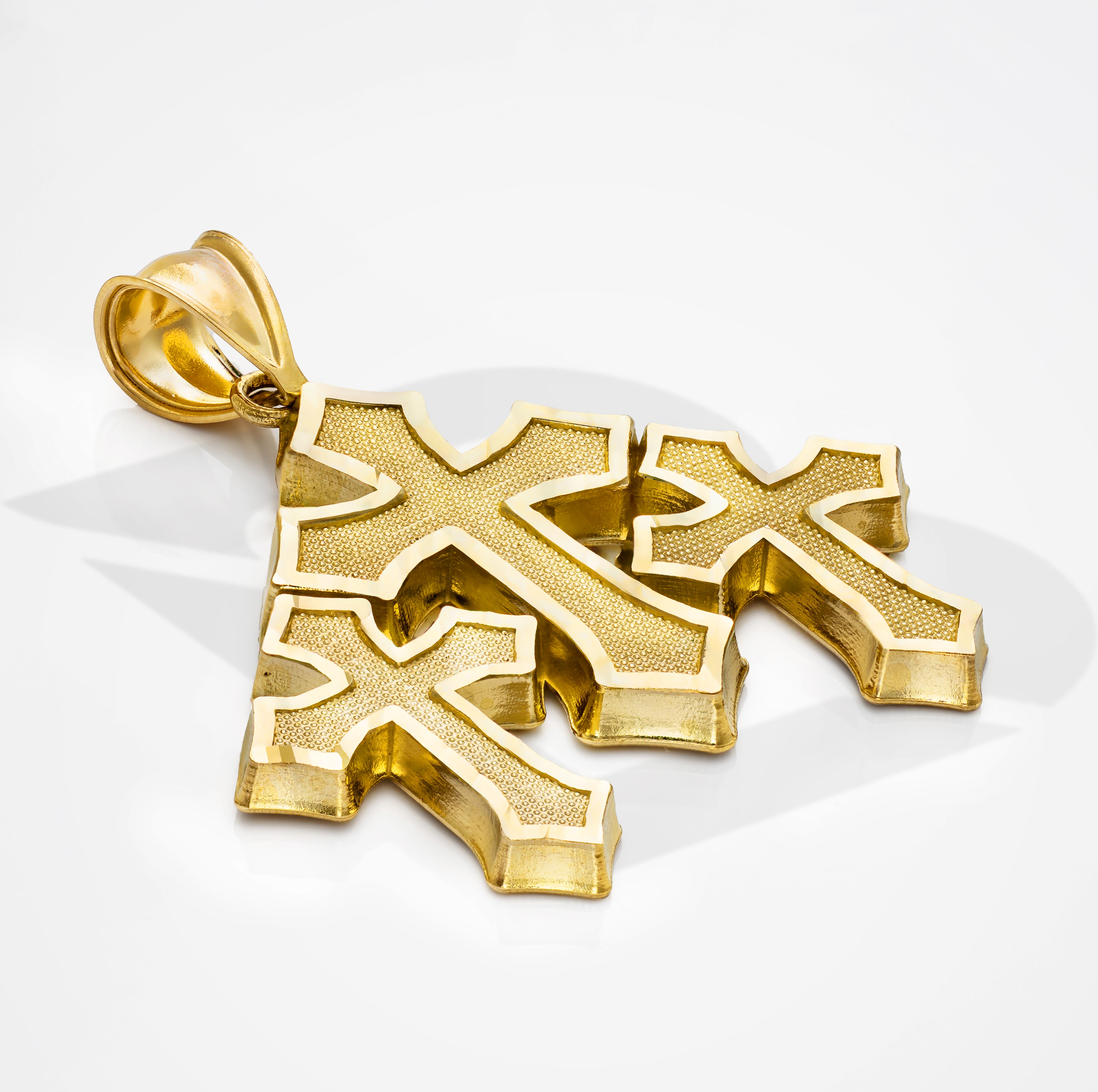 10k Solid Gold Triple Cross Pendant Large 4.8 grams