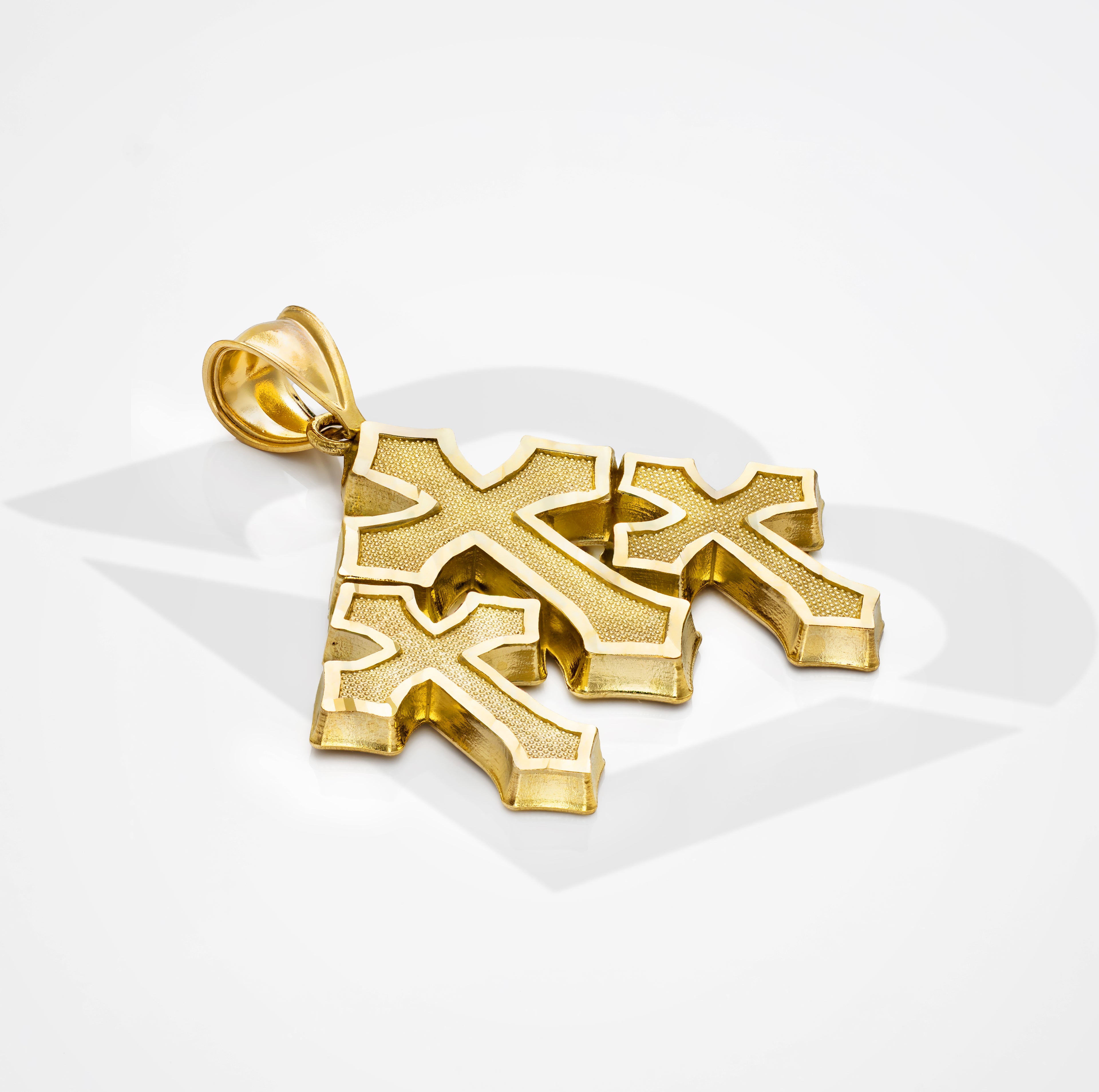 10k Solid Gold Triple Cross Pendant Small 2.9 grams