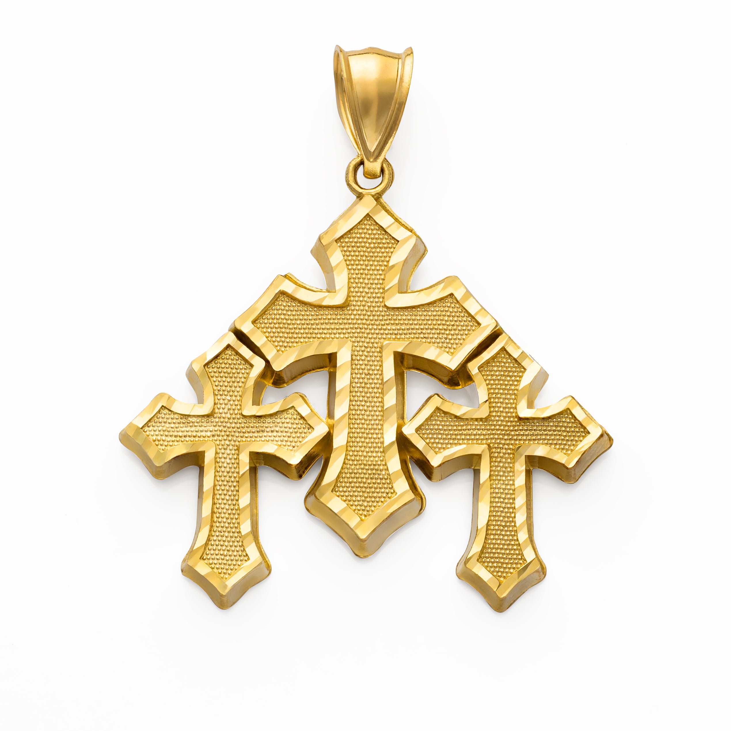 10k Solid Gold Triple Cross Pendant Large 4.8 grams